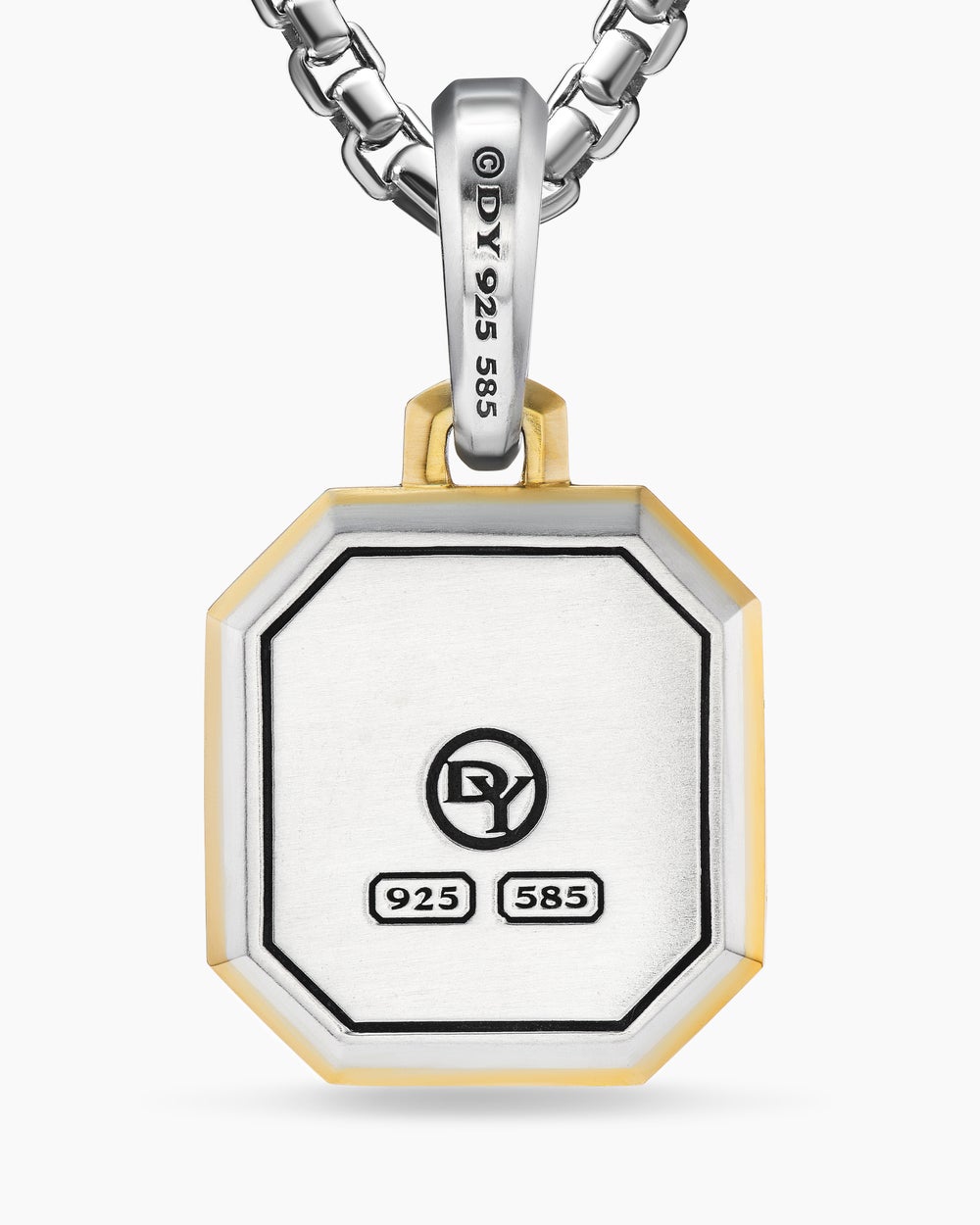 Amulette lettre D en argent sterling avec or jaune 14 carats, 17 mm hommes