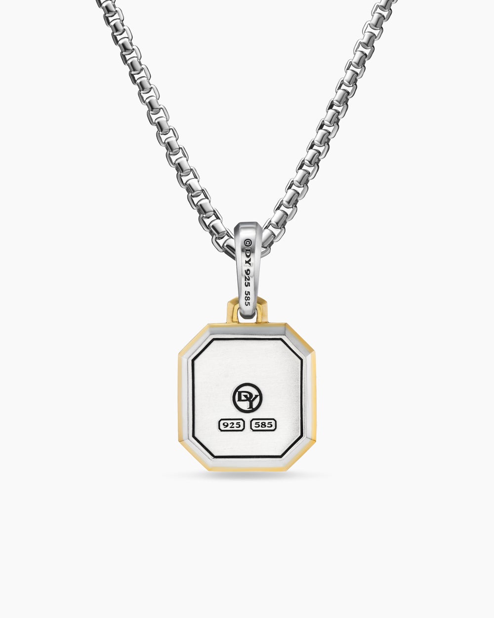 Amulette lettre E en argent sterling avec or jaune 14 carats, 17 mm hommes