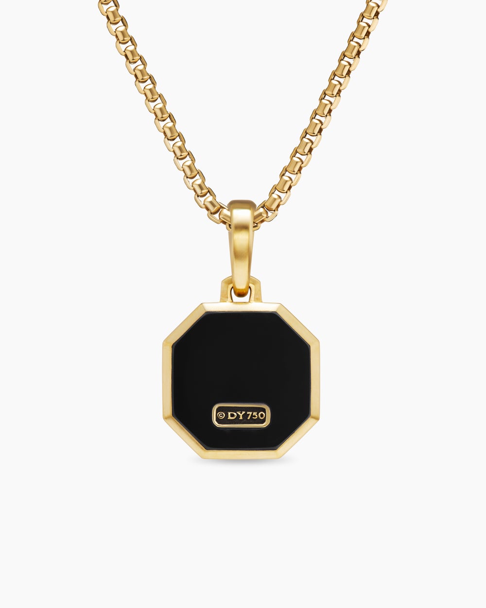 Mens Faceted Stone Amulet in 18K Yellow Gold with Black Onyx, 16mm