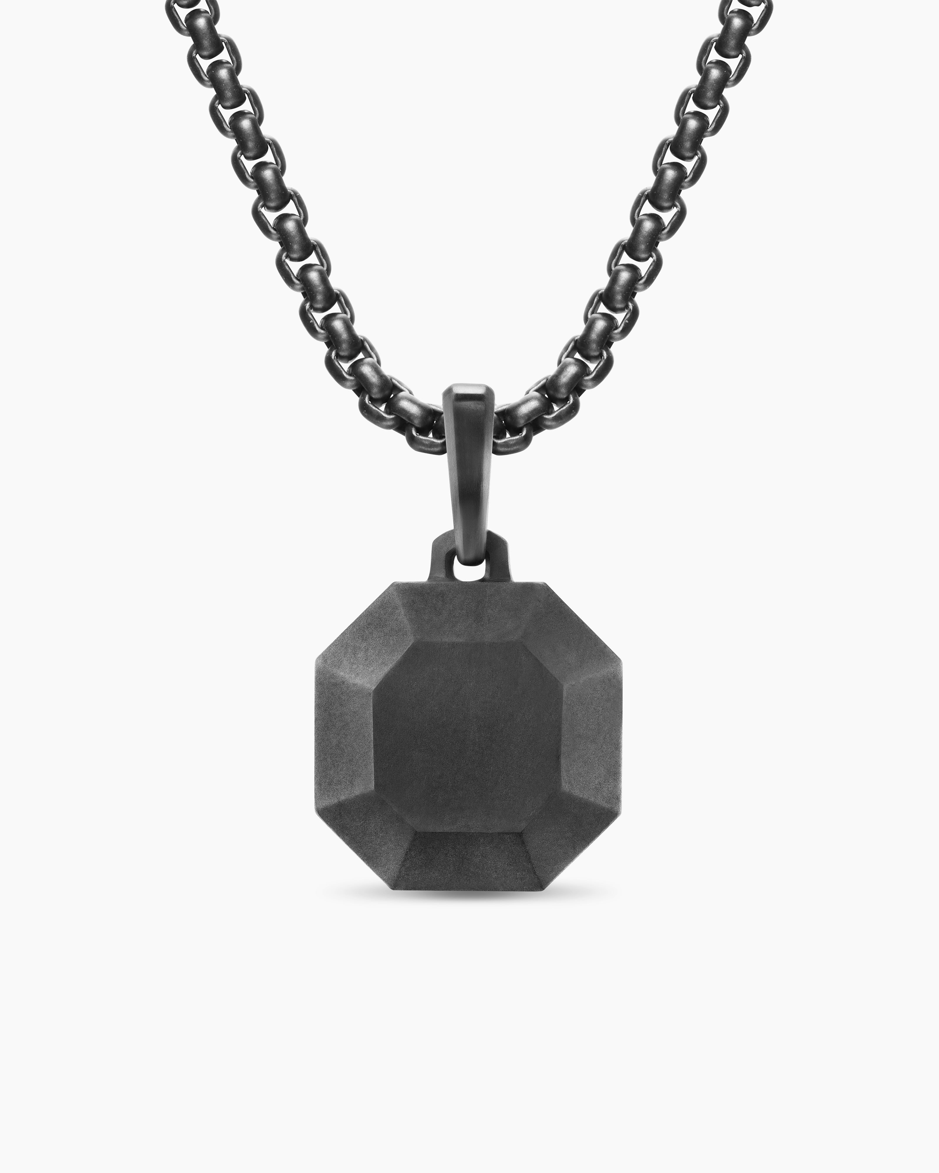 David Yurman Faceted Stone Amulet in Black Titanium, 16mm INTERNATIONAL SHIPPING