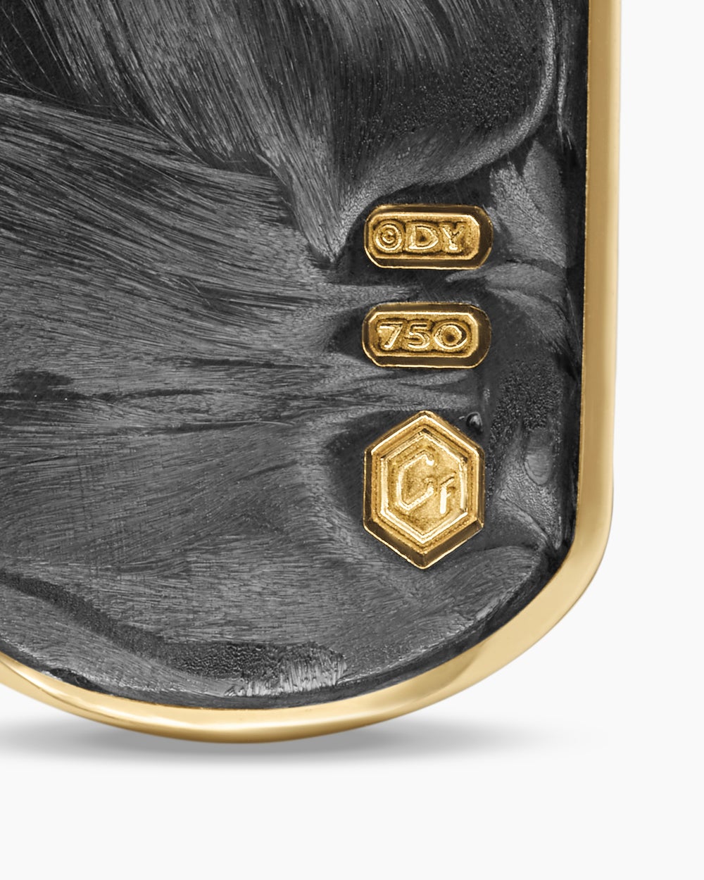 Mens Streamline® Tag in 18K Yellow Gold with Forged Carbon, 21.2mm