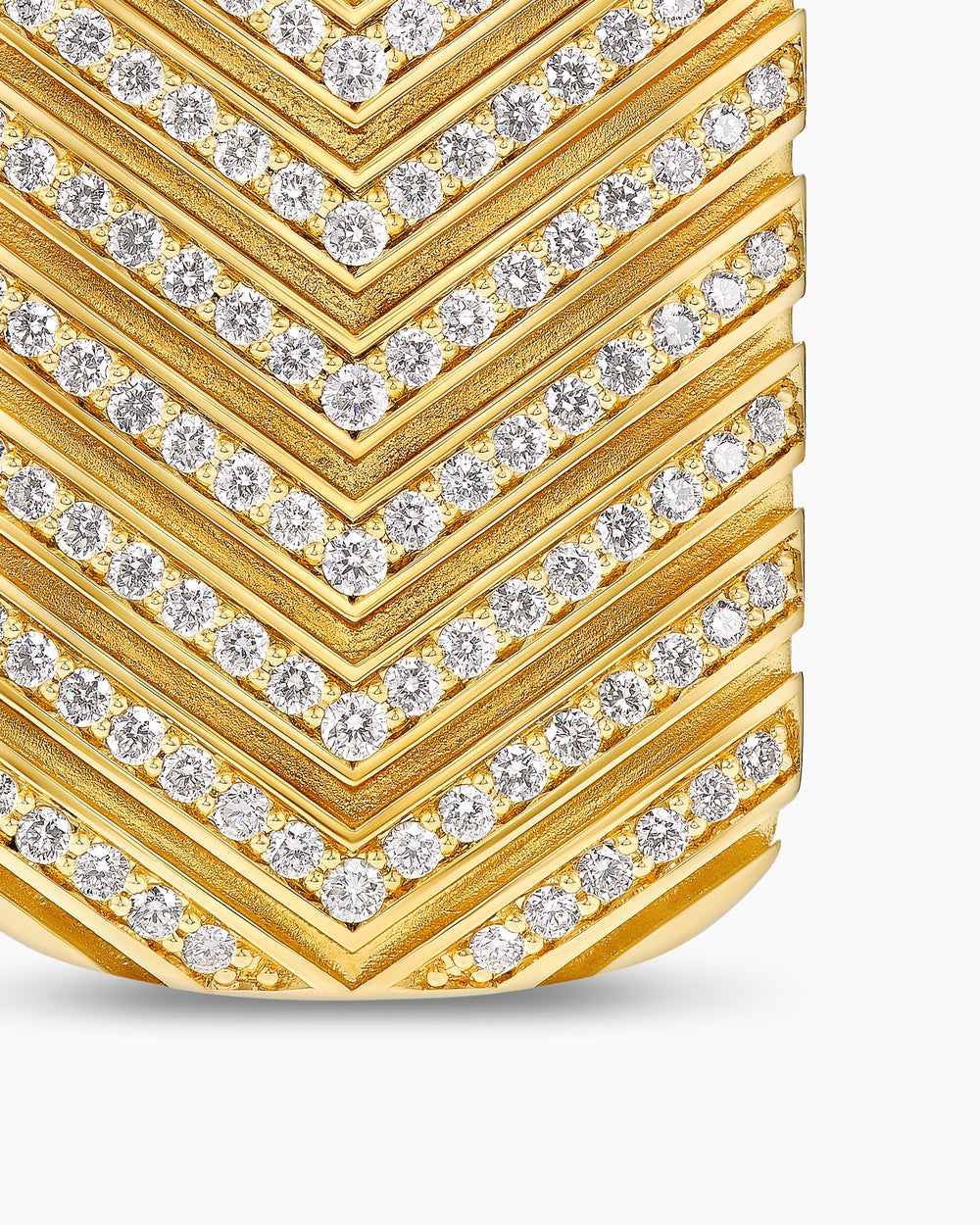 Mens Chevron Tag in 18K Yellow Gold with Diamonds, 34mm