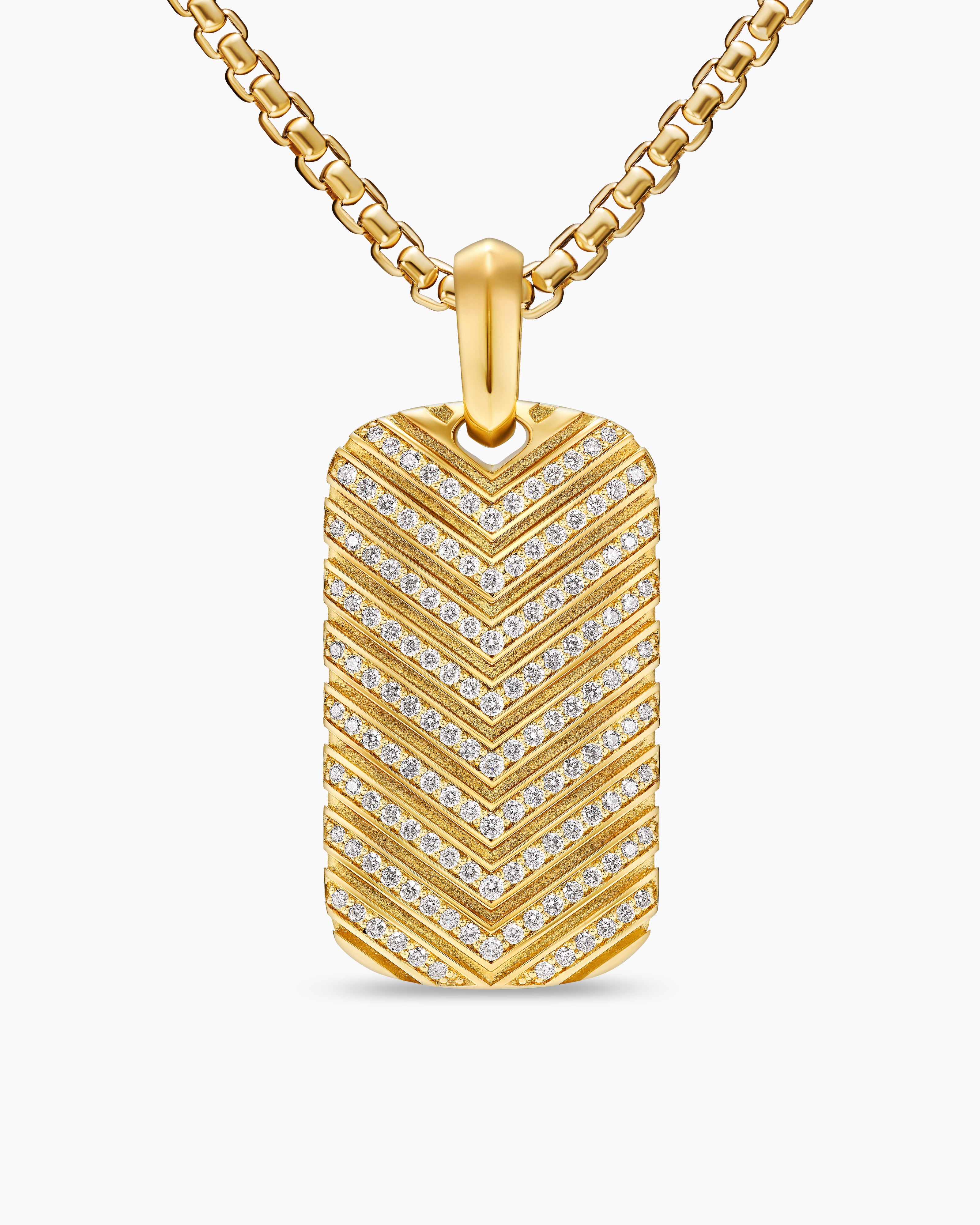 Men's Chevron Tag Necklace in Gold | David Yurman