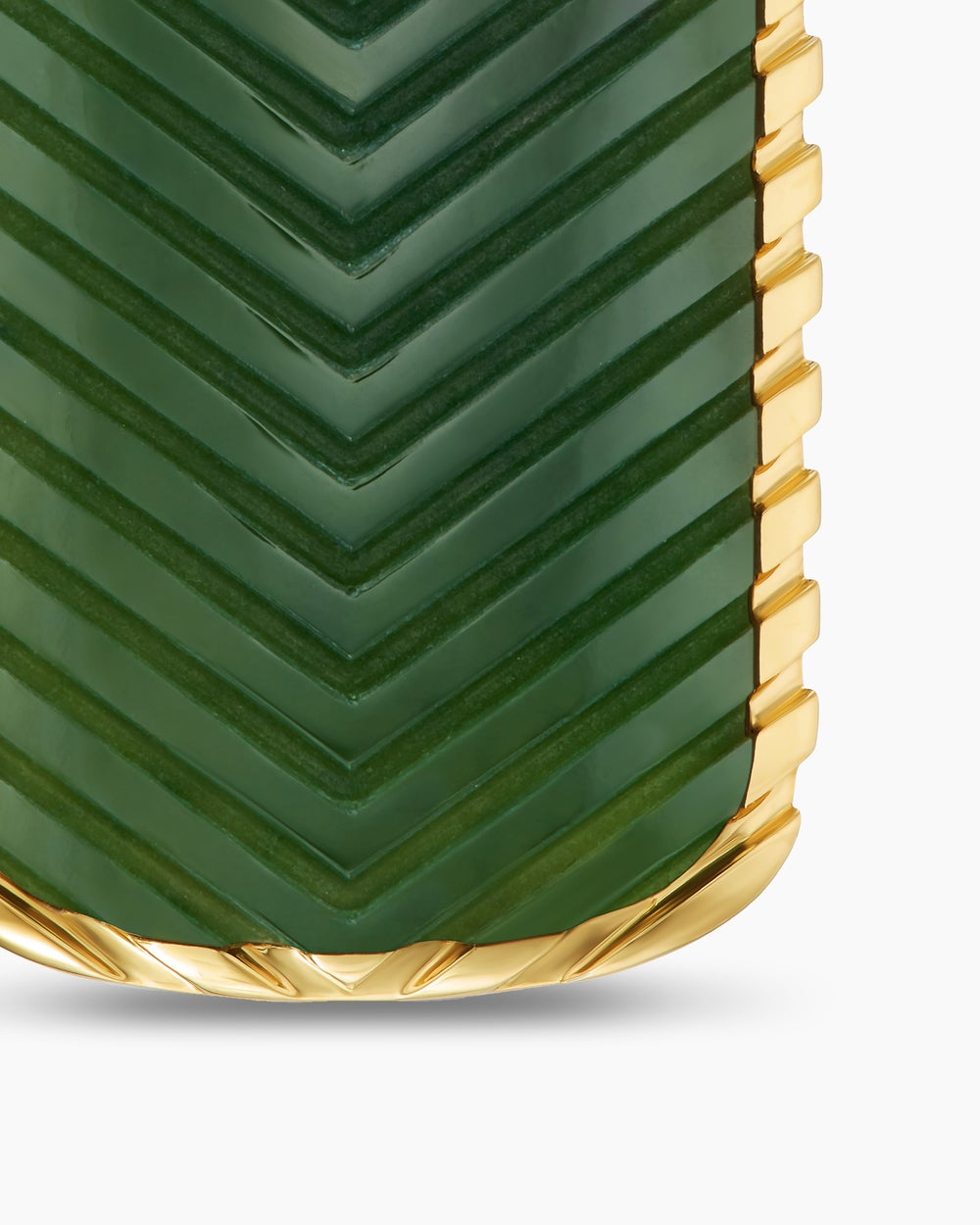 Mens Chevron Tag in 18K Yellow Gold with Nephrite Jade, 34mm