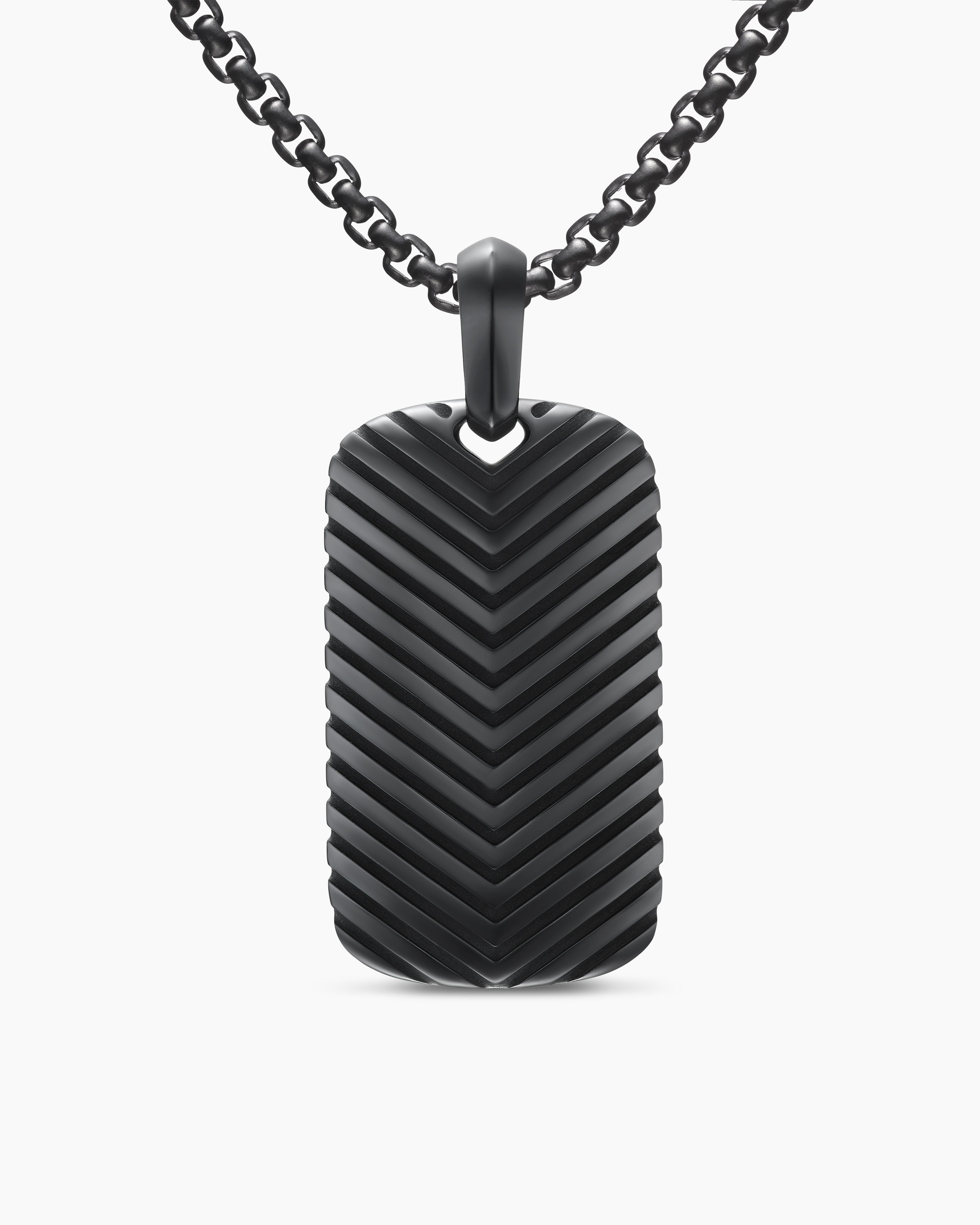 M&eacute;daille Chevron en titane noir, 34 mm homme 
