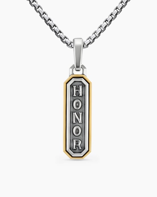 Honour Amulet in Sterling Silver with 14K Yellow Gold, 27mm