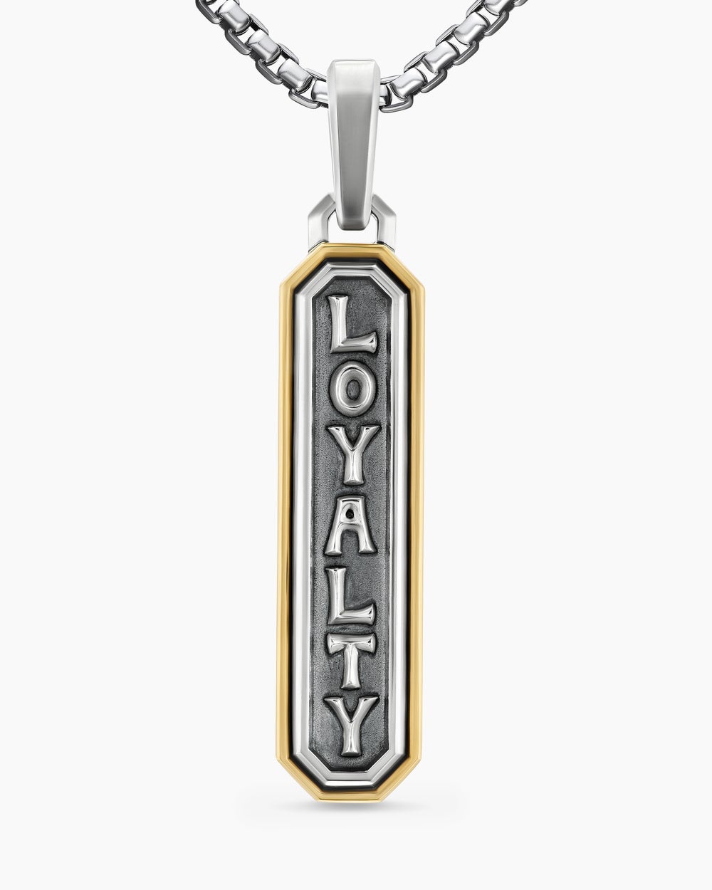 Mens Loyalty Amulet in Sterling Silver with 14K Yellow Gold, 35mm