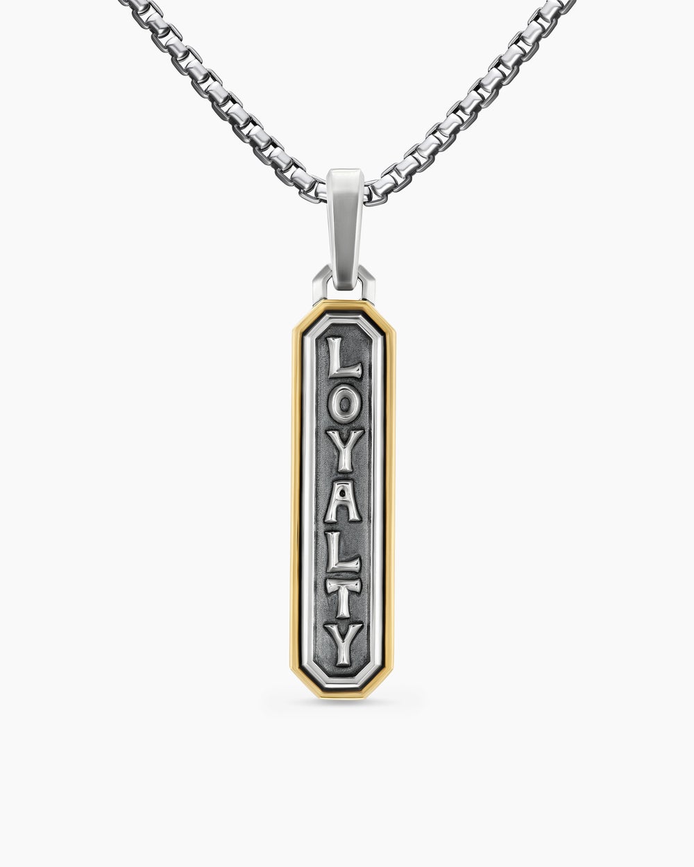 Mens Loyalty Amulet in Sterling Silver with 14K Yellow Gold, 35mm