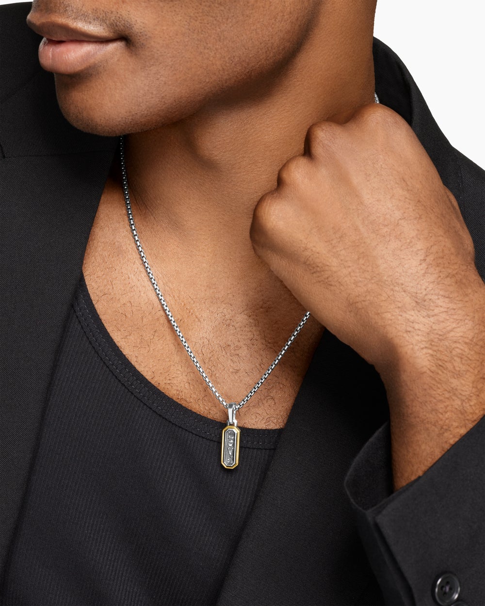 Mens Love Amulet in Sterling Silver with 14K Yellow Gold, 22mm