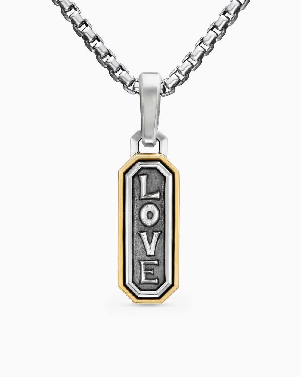Mens Love Amulet in Sterling Silver with 14K Yellow Gold, 22mm