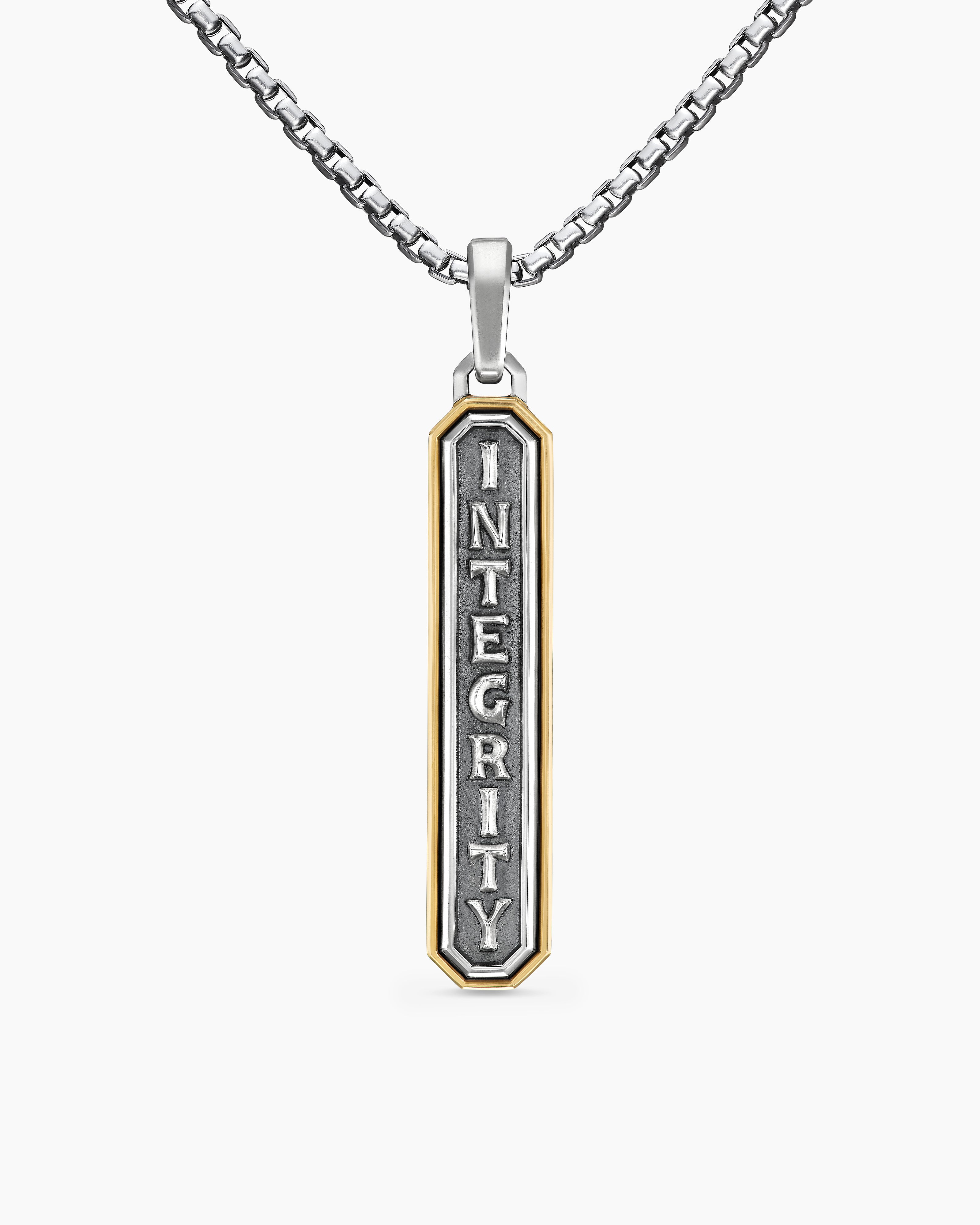 Amulette Integrity en argent massif et or jaune 14 carats, 43 mm homme 
