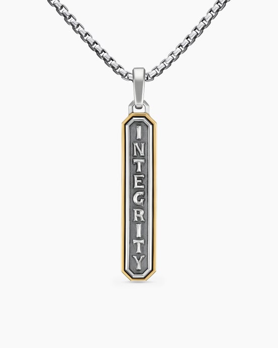 Amulette Integrity en argent massif et or jaune 14 carats, 43 mm