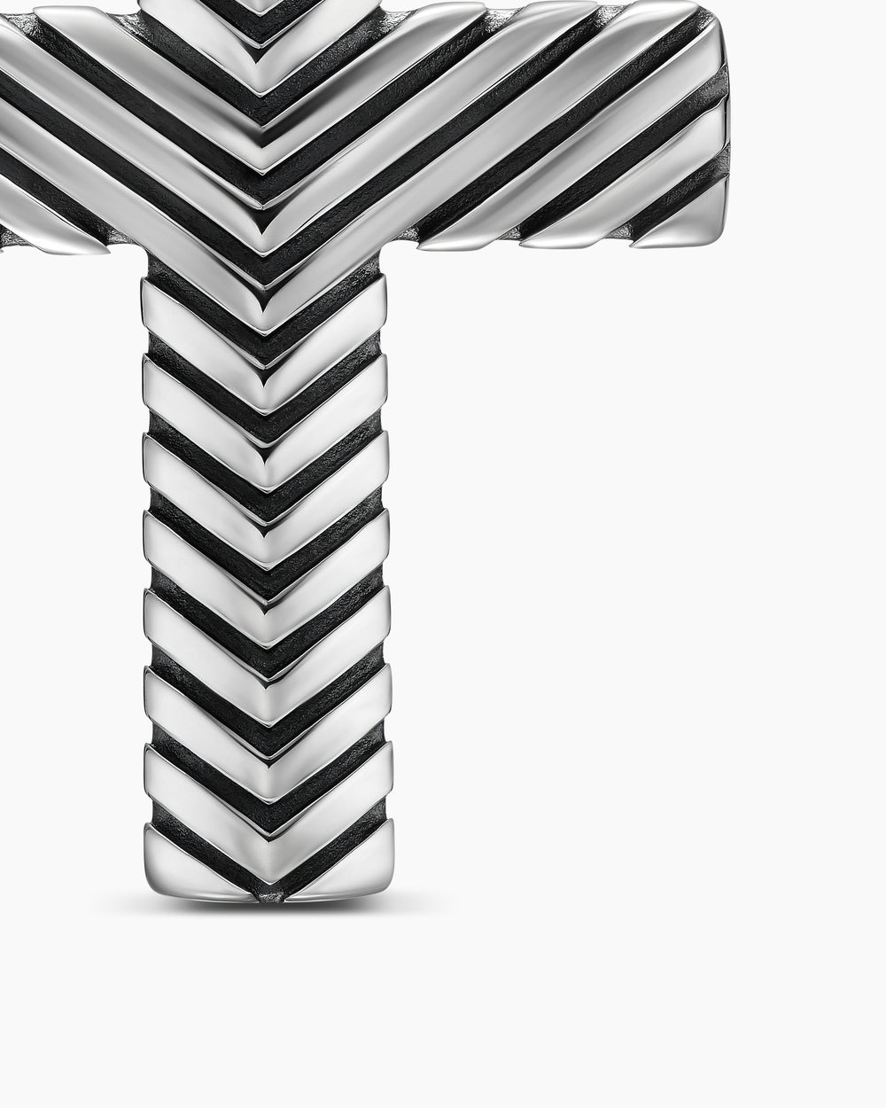 Mens Chevron Cross Pendant in Sterling Silver, 36mm