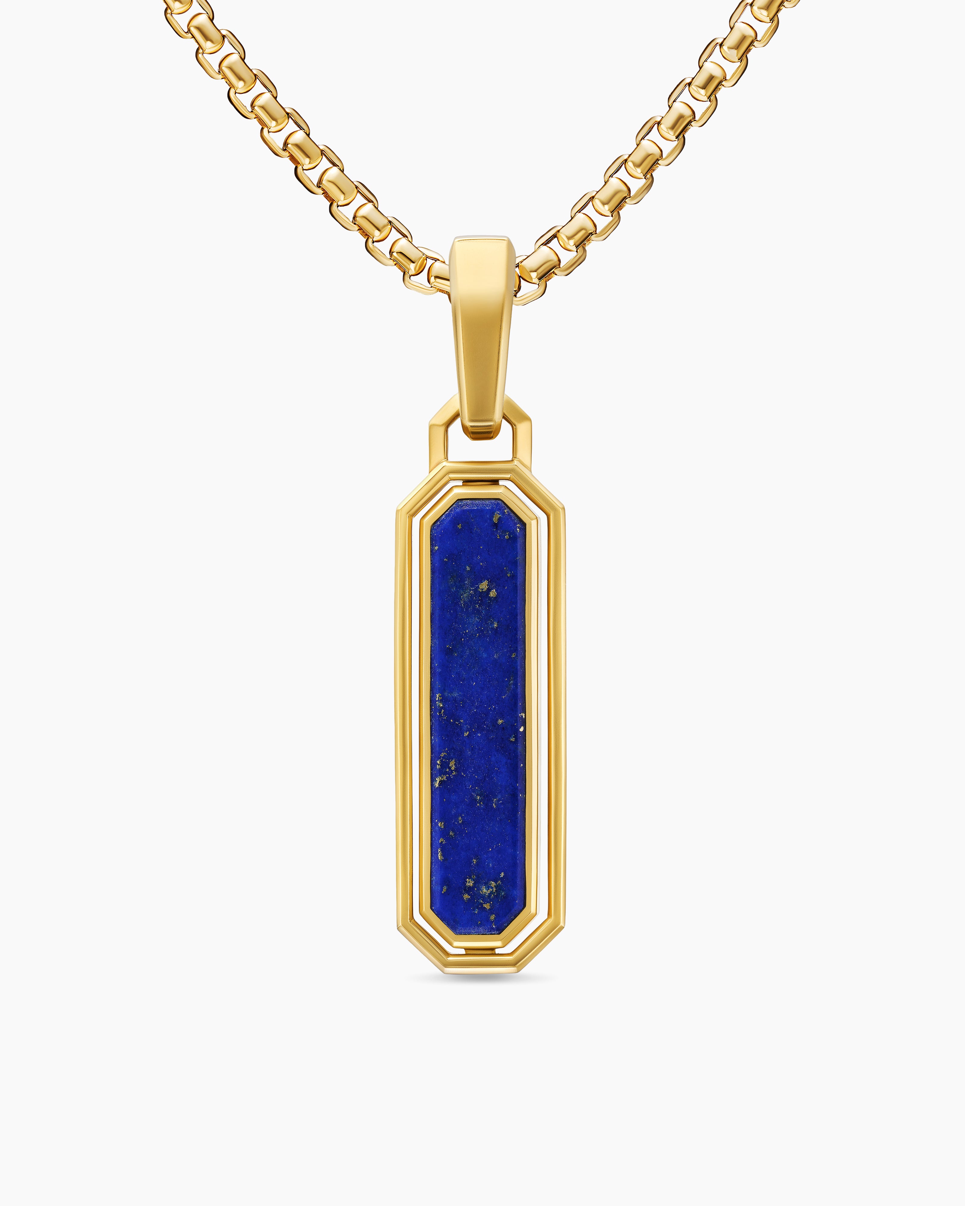 Mens Streamline&reg; Inlay Amulet in 18K Yellow Gold with Black Onyx and Lapis, 30.7mm