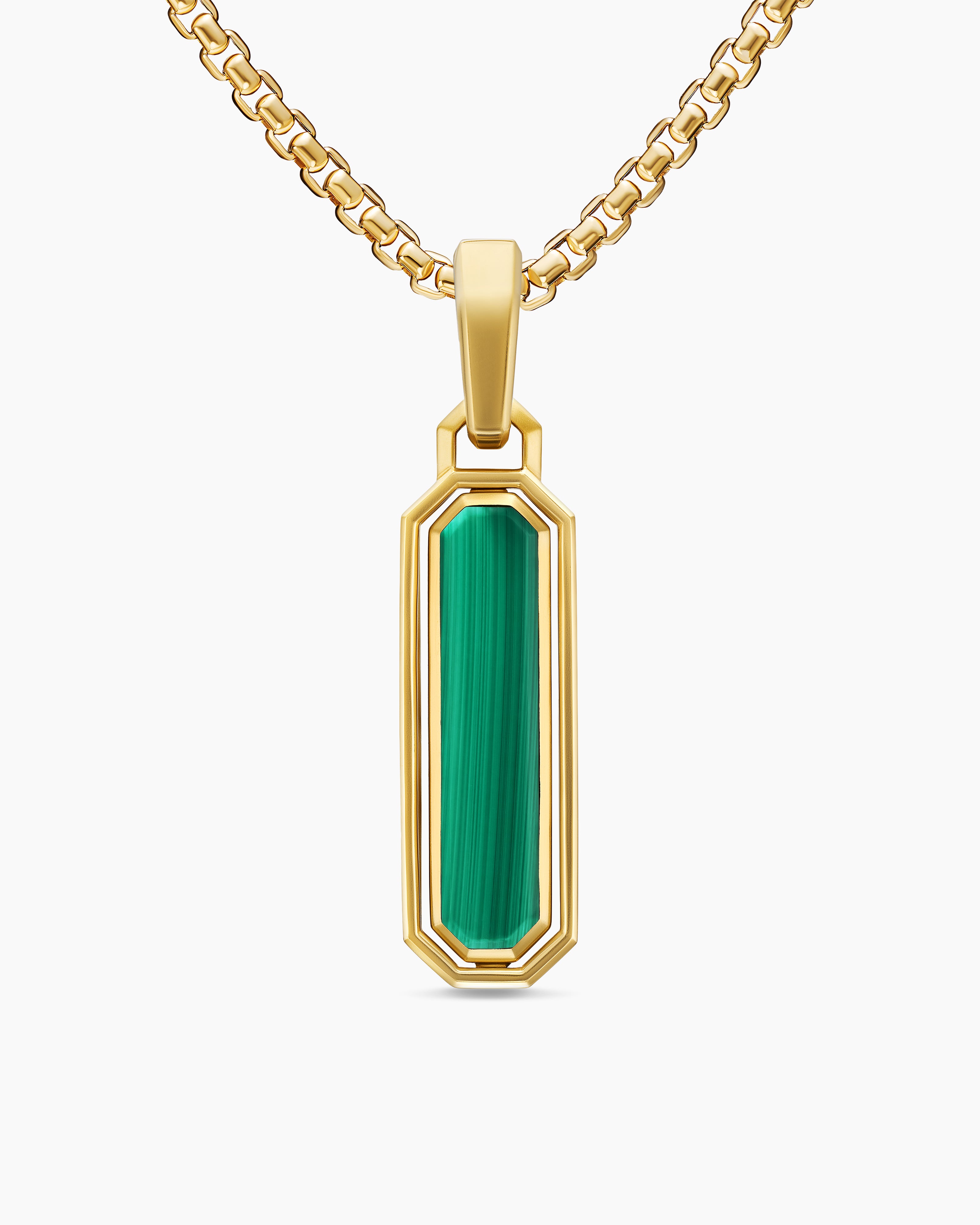 Mens Streamline&reg; Inlay Amulet in 18ct Yellow Gold with Black Onyx and Malachite, 30.7mm