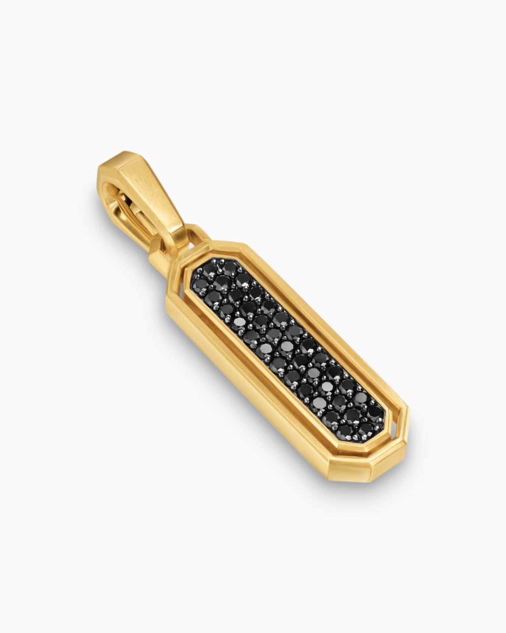 Amulette incrustée Streamline® en or jaune 18 carats avec onyx noir et diamants noirs, 30,7 mm hommes
