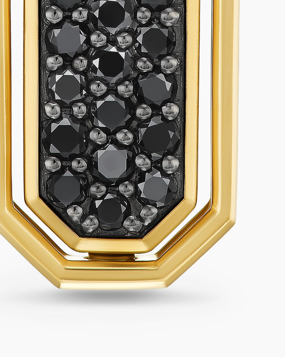 Amulette incrustée Streamline® en or jaune 18 carats avec onyx noir et diamants noirs, 30,7 mm hommes