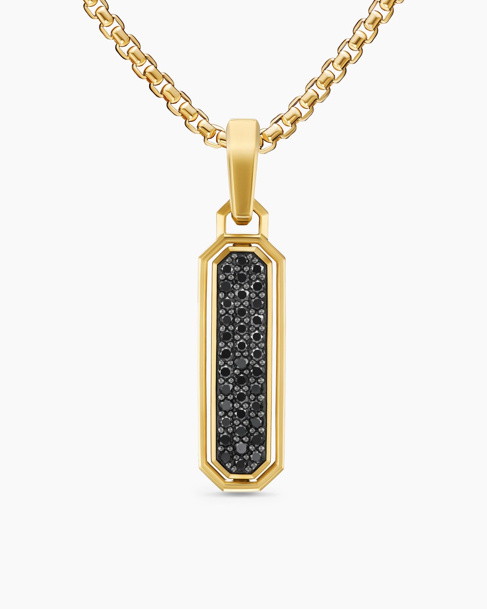 Amulette incrustée Streamline® en or jaune 18 carats avec onyx noir et diamants noirs, 30,7 mm hommes
