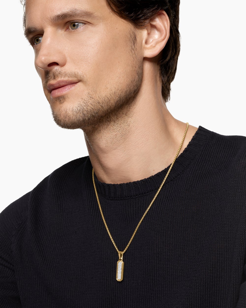 Mens Streamline® Inlay Amulet in 18ct Yellow Gold with Black Onyx and Diamonds, 30.7mm