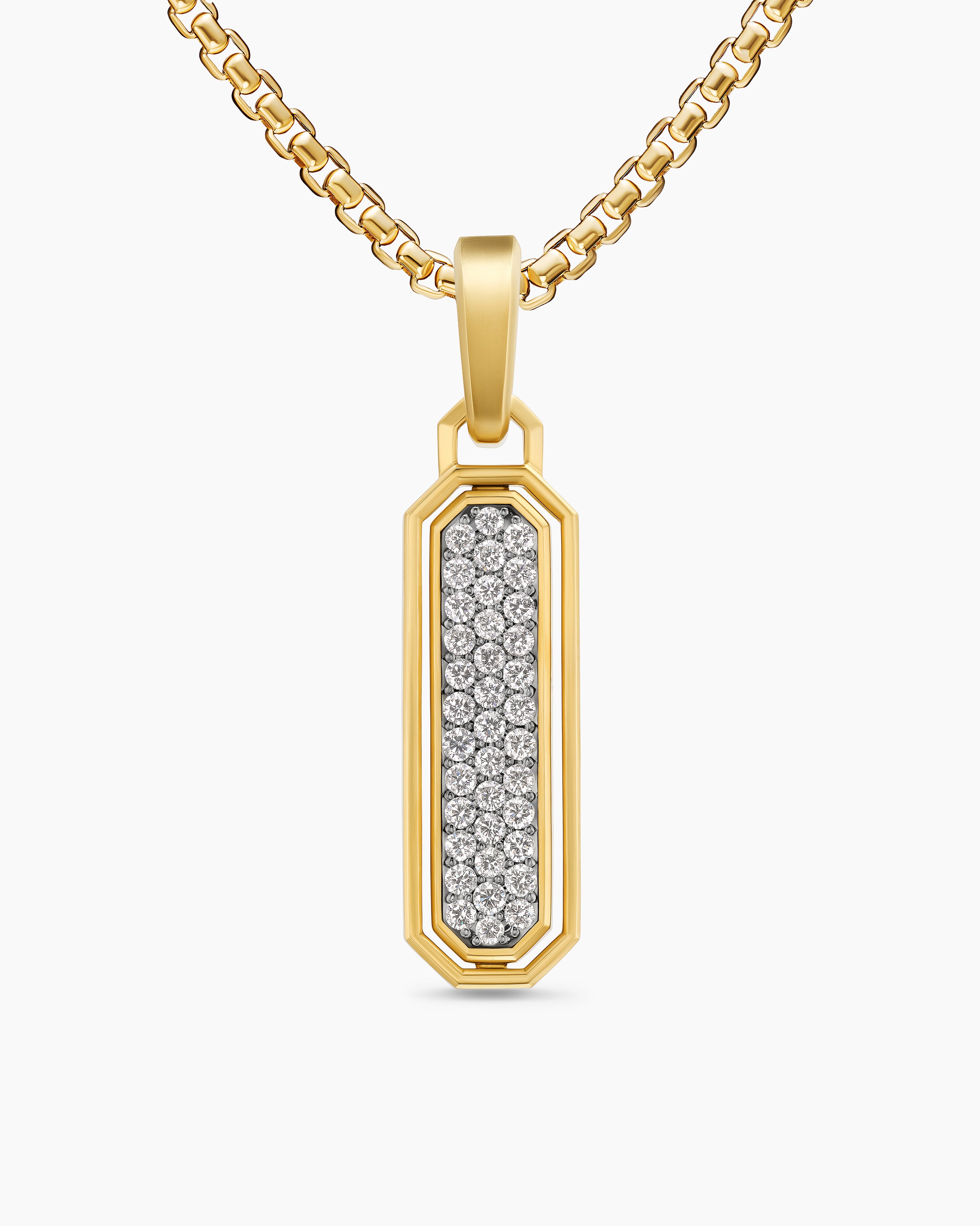 Mens Streamline&reg; Inlay Amulet in 18ct Yellow Gold with Black Onyx and Diamonds, 30.7mm