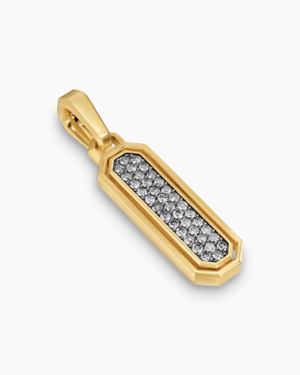 Mens Streamline® Inlay Amulet in 18K Yellow Gold with Meteorite and Grey Diamonds, 30.7mm