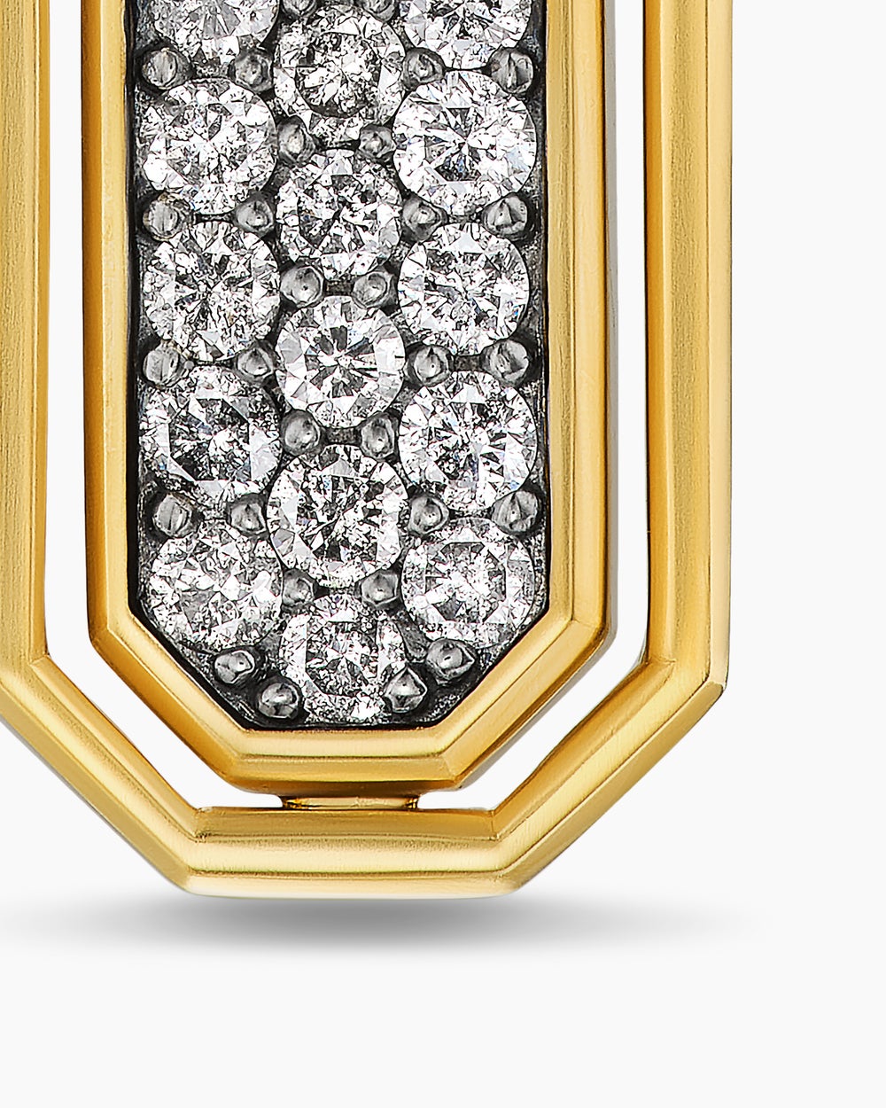 Mens Streamline® Inlay Amulet in 18K Yellow Gold with Meteorite and Grey Diamonds, 30.7mm