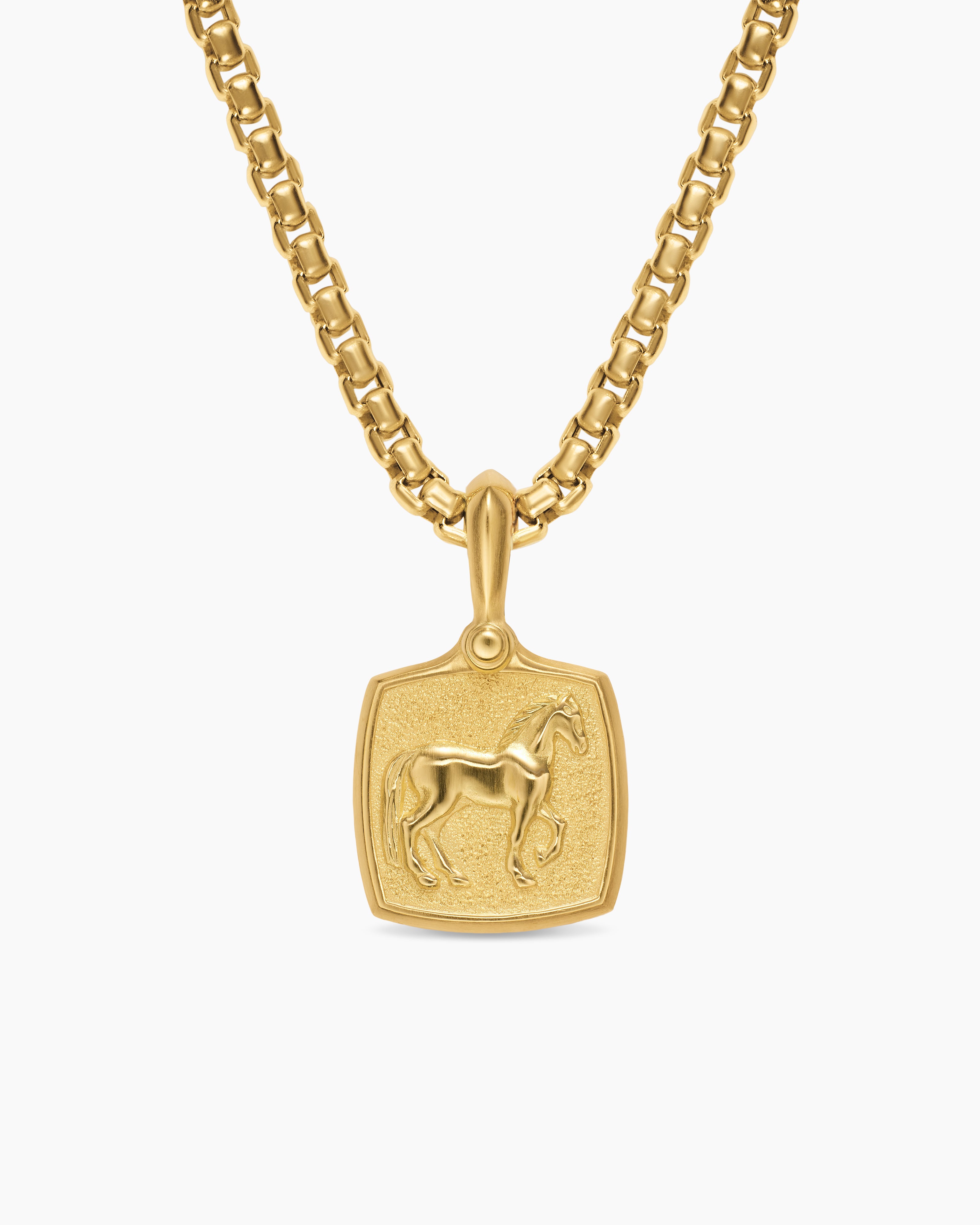 Mens Petrvs&reg; Horse Amulet in 18K Yellow Gold, 15.8mm