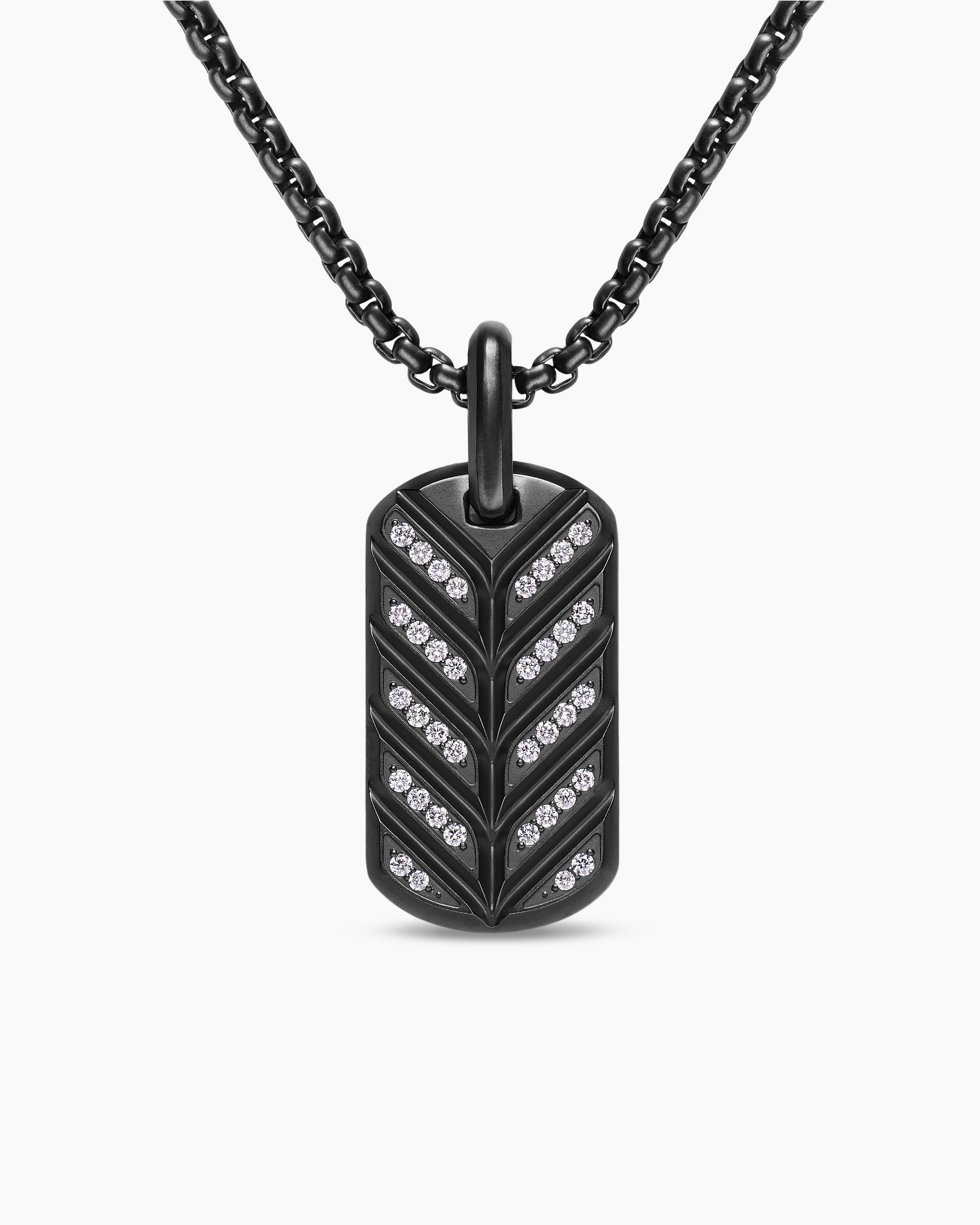 M&eacute;daille Chevron fluorescente en titane noir avec diamants, 27 mm hommes 