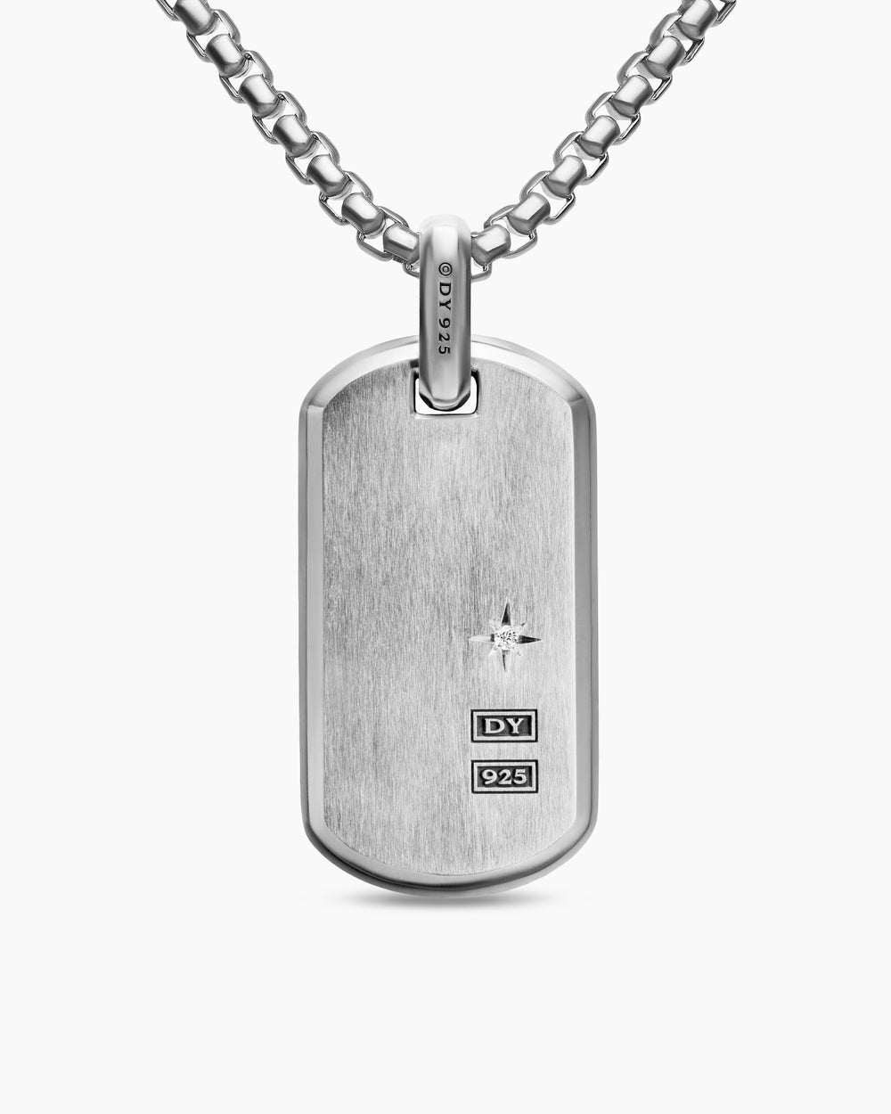 Mens Chevron Fluorescent Tag in Sterling Silver with Diamonds, 35mm