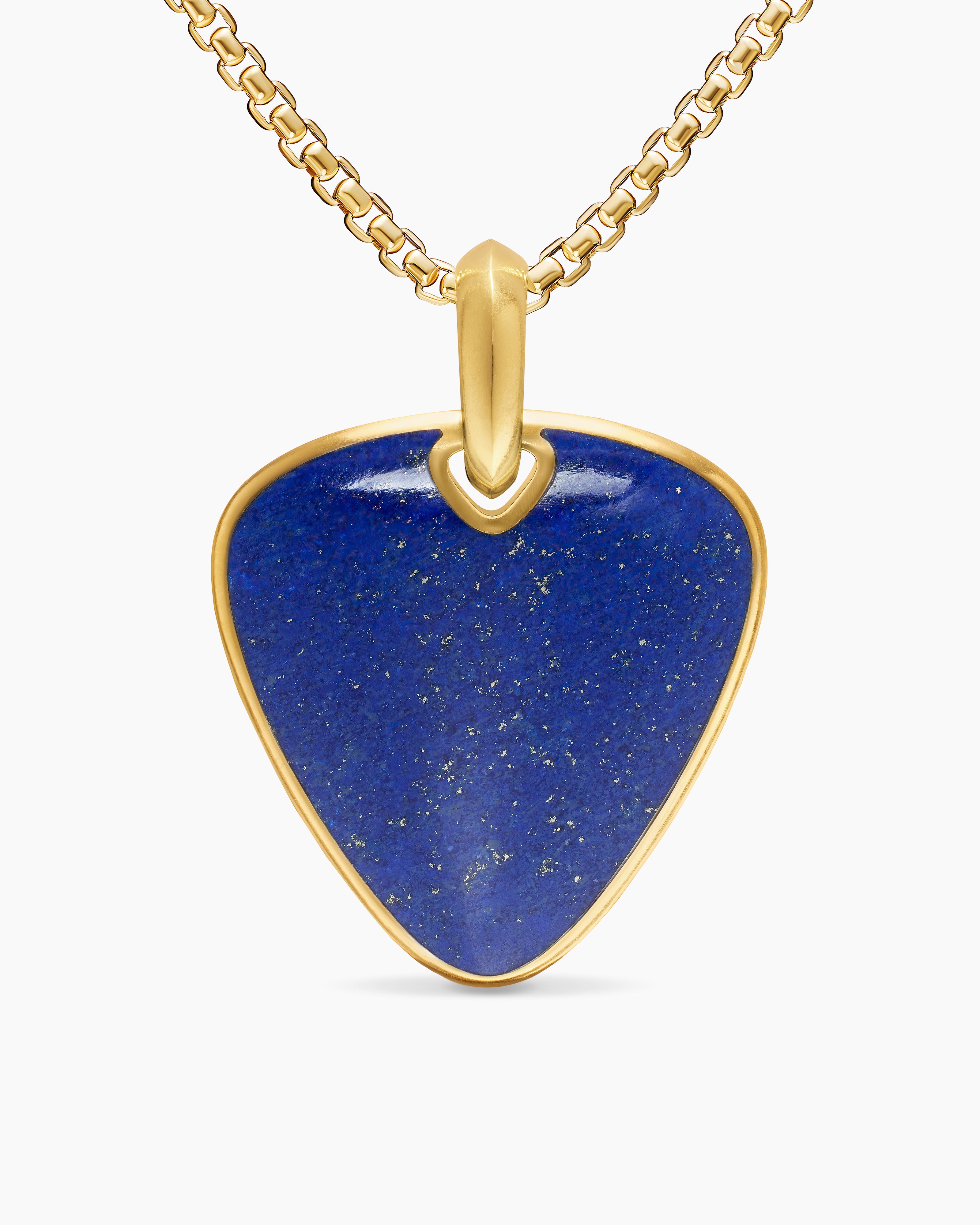 Mens Streamline&reg; Pick Amulet in 18K Yellow Gold with Lapis, 31mm