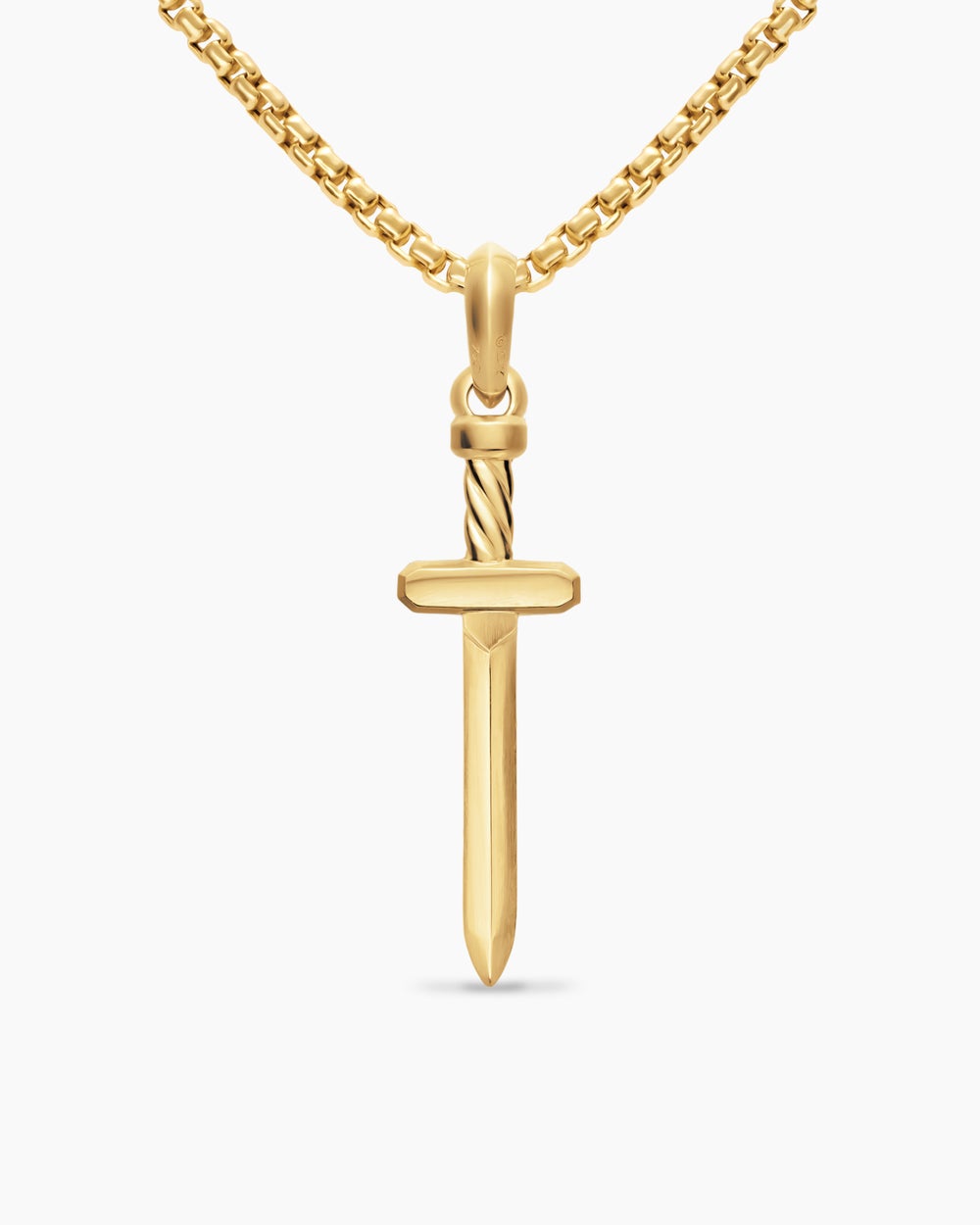Amulette épée en pavé en or jaune 18 carats avec diamants, 41,3 mm hommes
