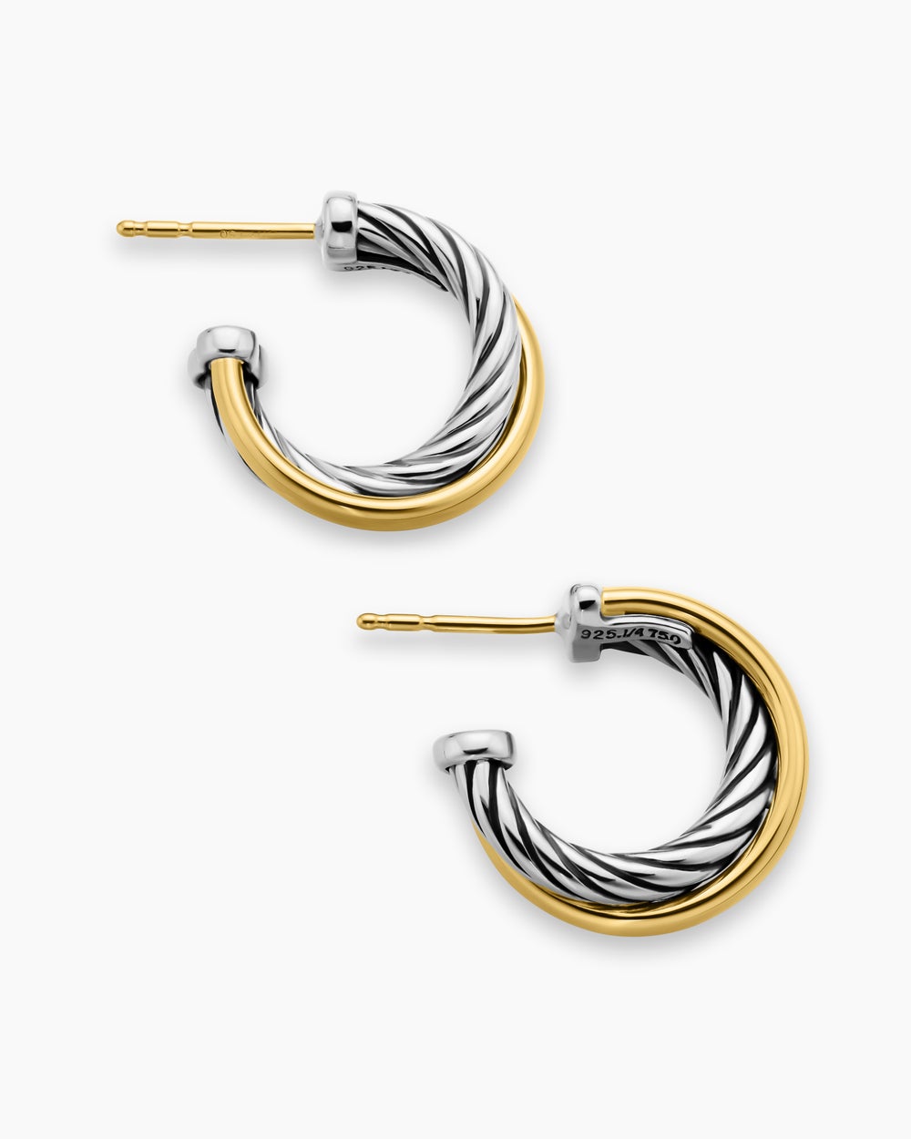Créoles Crossover en argent sterling avec or jaune 18 carats, 17 mm pour femmes