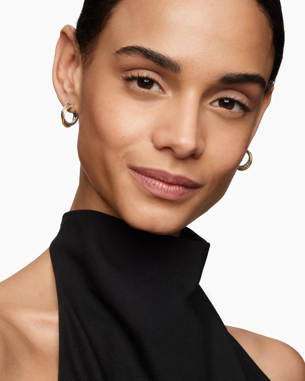 Créoles Crossover en argent sterling avec or jaune 18 carats, 17 mm pour femmes