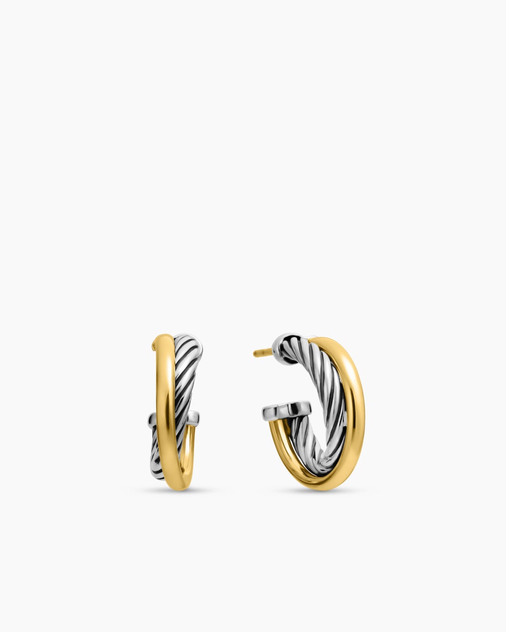 Créoles Crossover en argent sterling avec or jaune 18 carats, 17 mm pour femmes