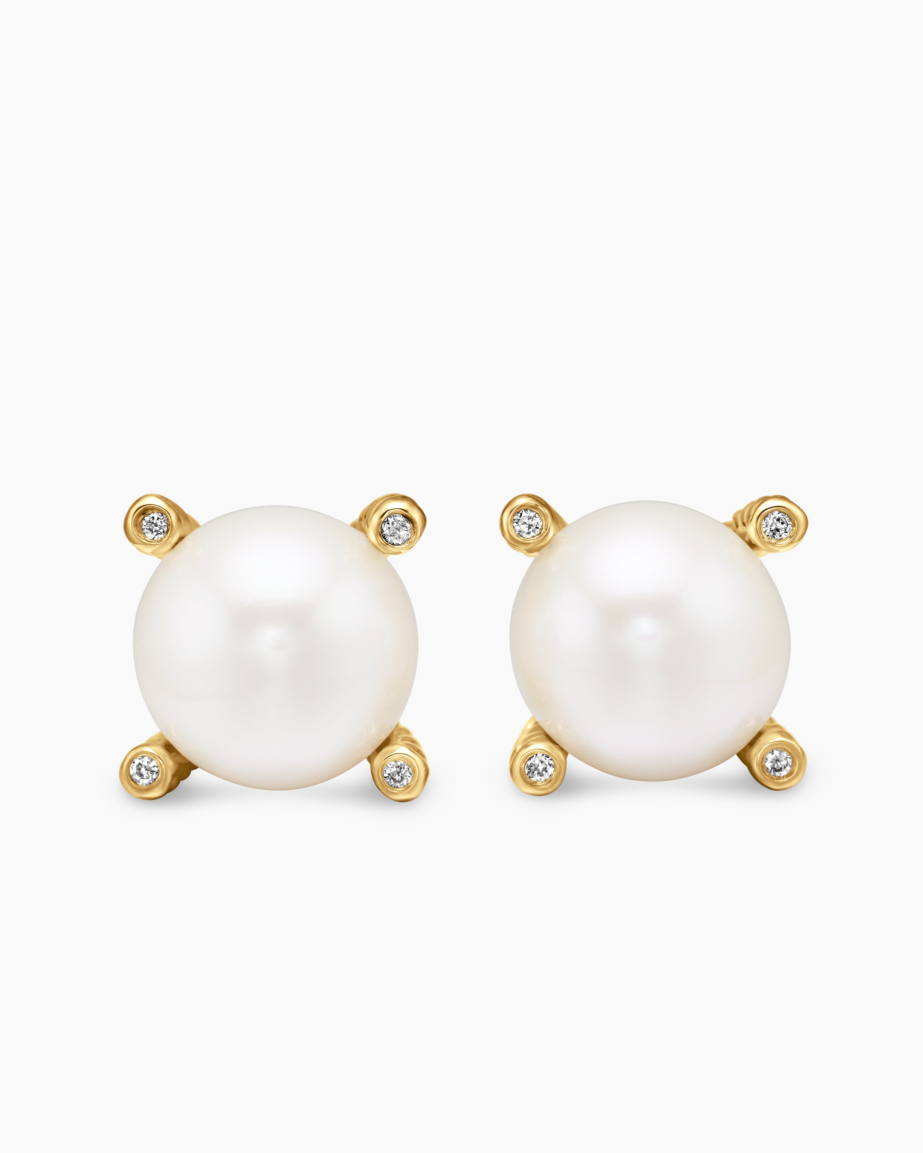 Clous d&rsquo;oreilles perle en or jaune 18 carats avec perles et diamants, 14 mm femme 