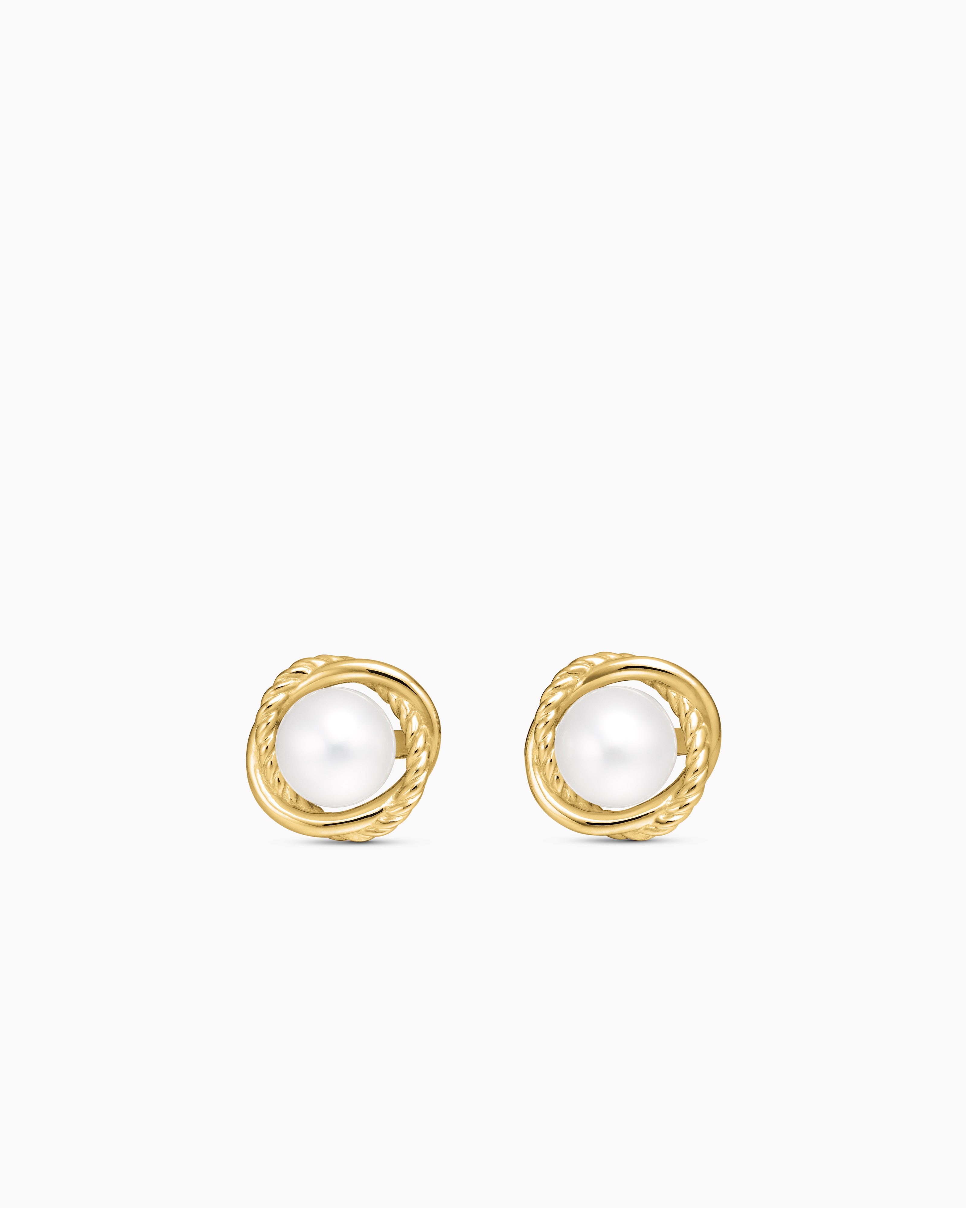 Clous d&rsquo;oreilles Crossover Infinity perle en or jaune 18 carats avec perles, 10 mm femme 