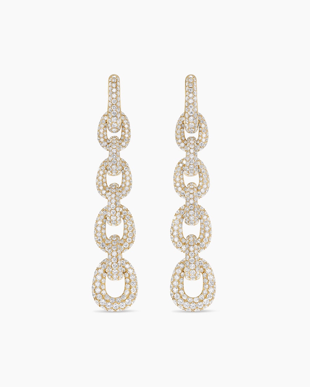 Boucles d’oreilles avec chaîne à maillons pavée en or jaune avec diamants femme