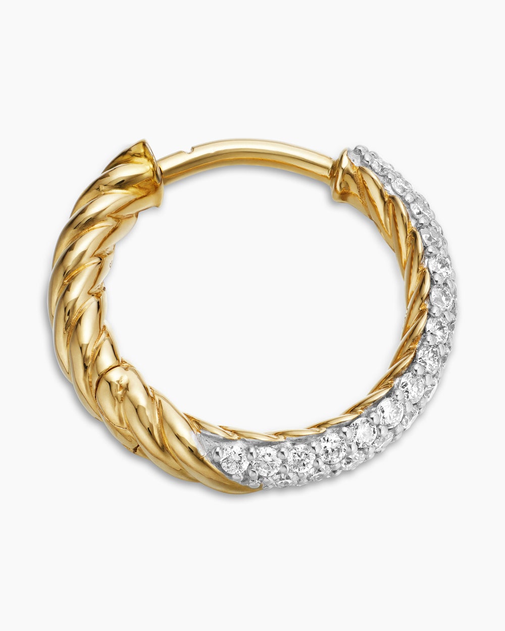 Petites créoles Petite Pavé en or jaune 18 carats avec diamants, 14 mm femmes