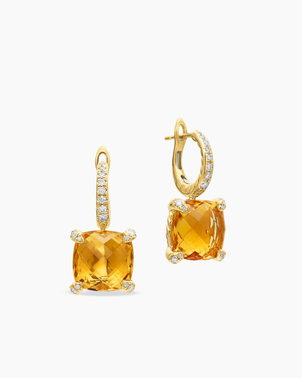 Womens Chatelaine® Drop Earrings in 18K Yellow Gold with Citrine and Diamonds, 11mm