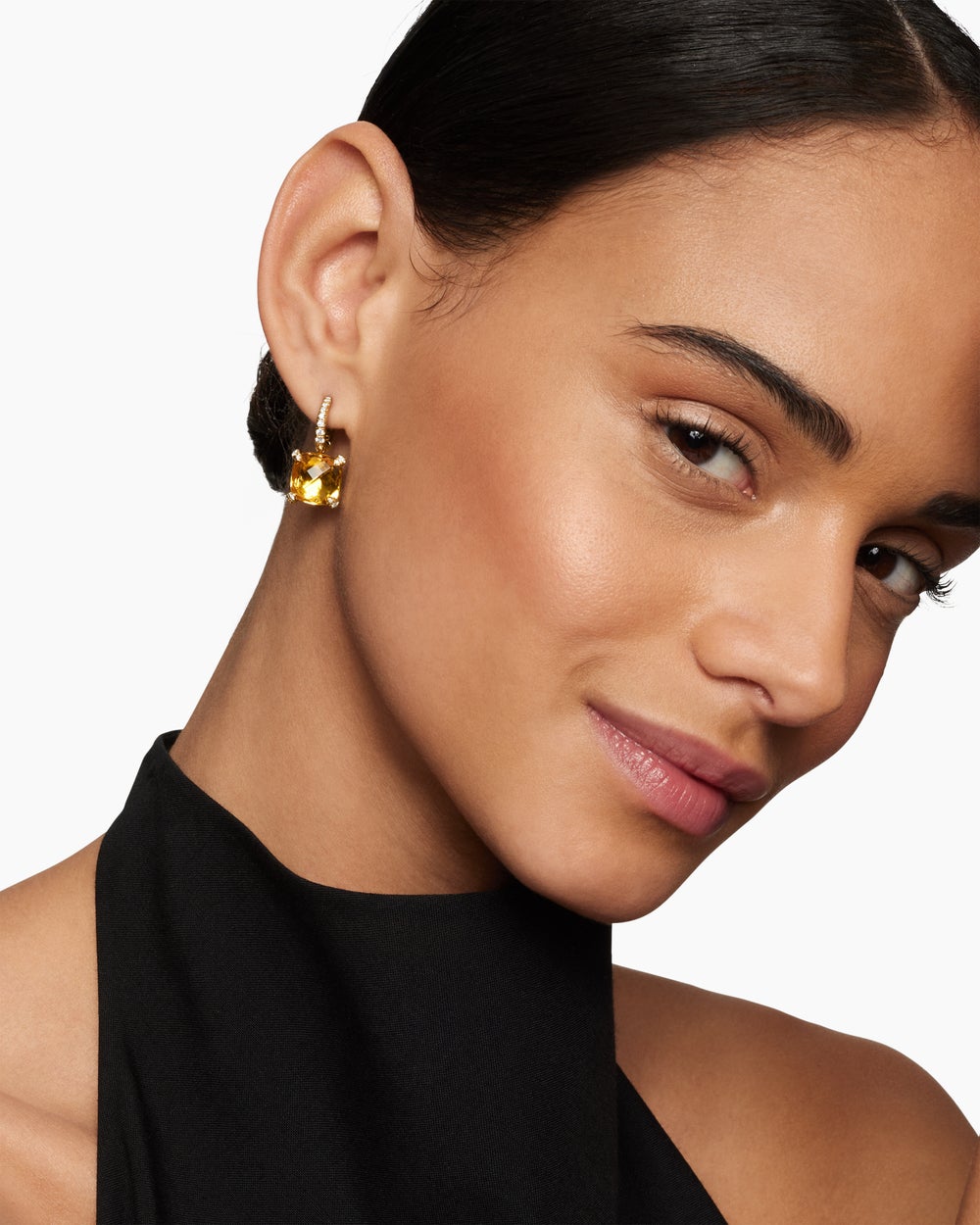 Womens Chatelaine® Drop Earrings in 18K Yellow Gold with Citrine and Diamonds, 11mm