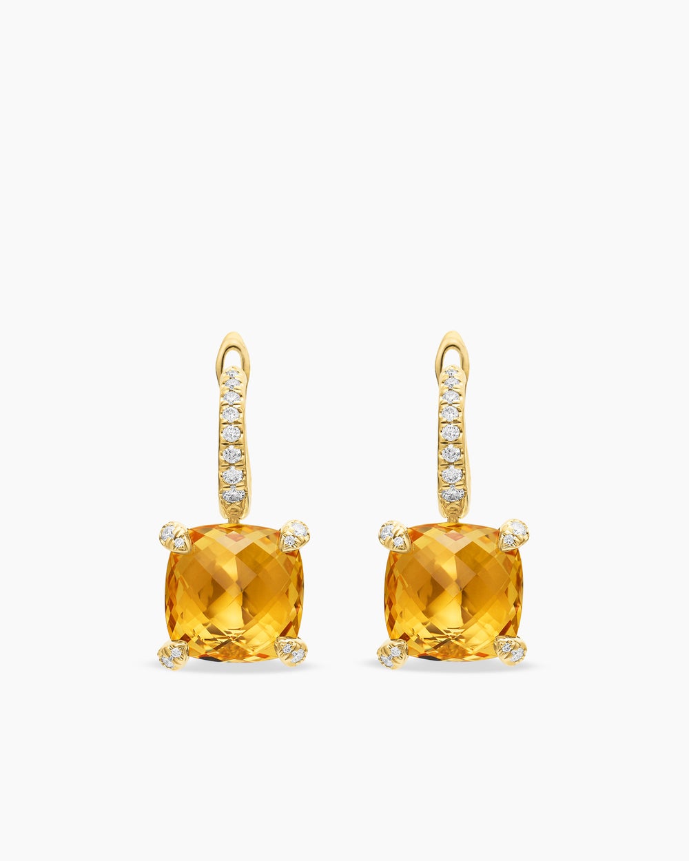 Womens Chatelaine® Drop Earrings in 18K Yellow Gold with Citrine and Diamonds, 11mm