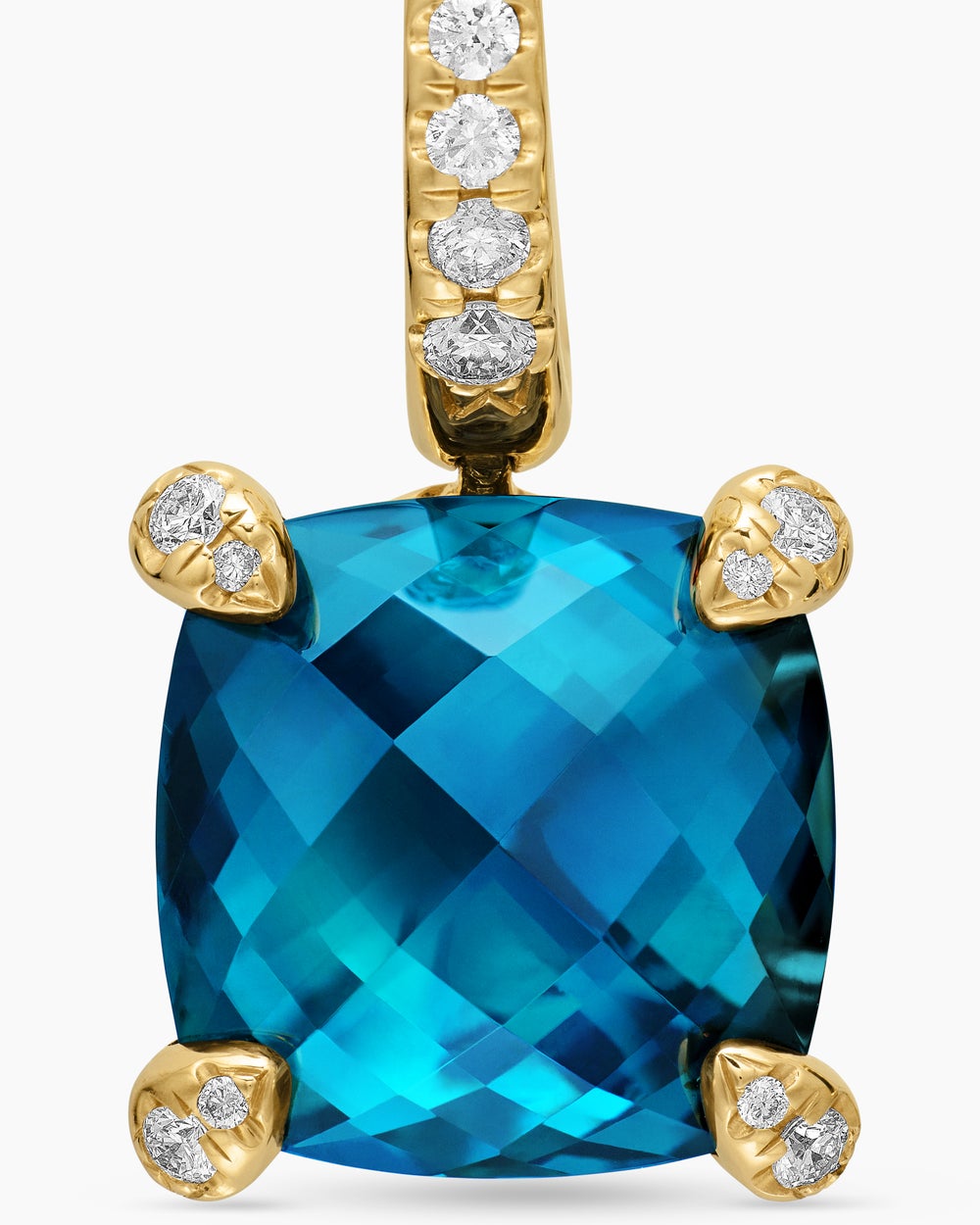 Womens Chatelaine® Drop Earrings in 18K Yellow Gold with Hampton Blue Topaz and Diamonds, 11mm