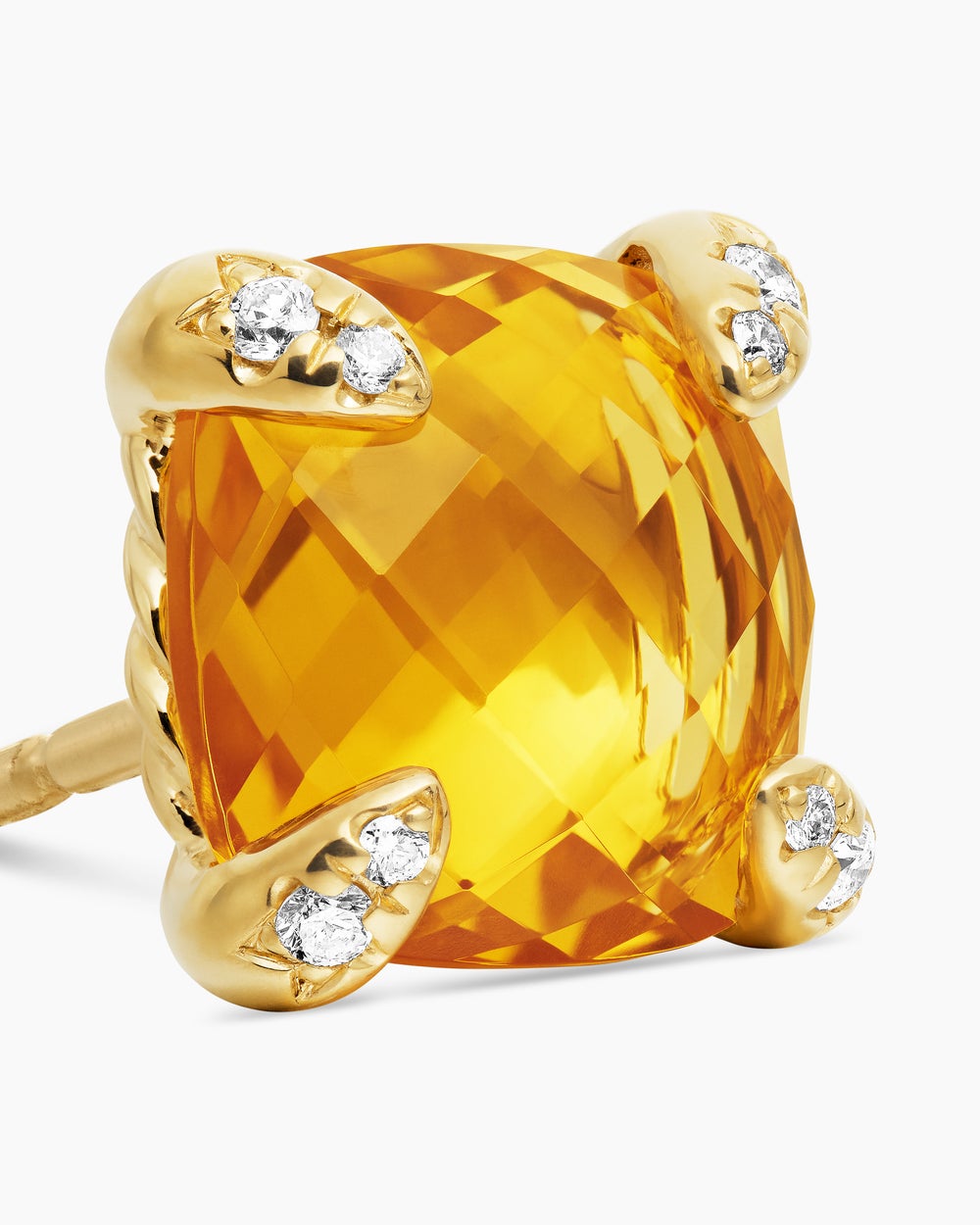 Womens Chatelaine® Stud Earrings in 18K Yellow Gold with Citrine and Diamonds, 8mm