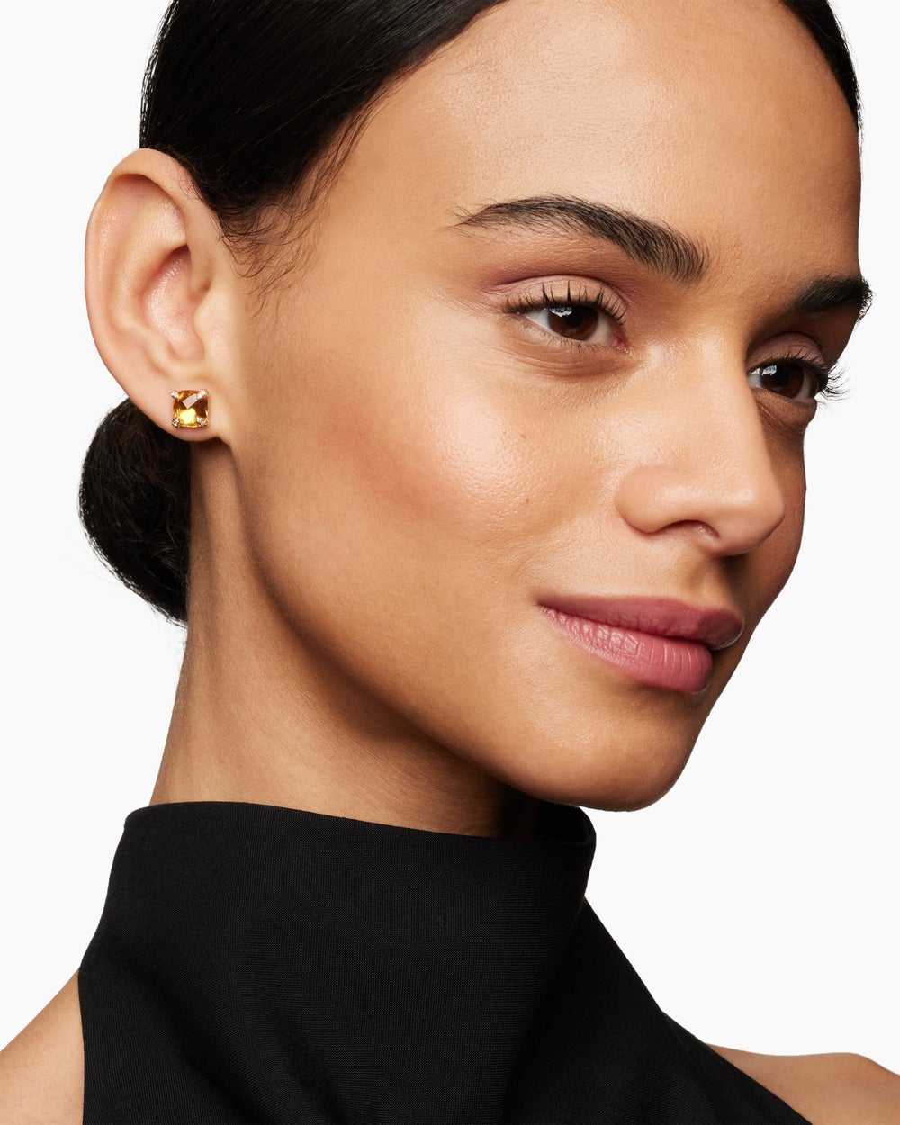 Womens Chatelaine® Stud Earrings in 18K Yellow Gold with Citrine and Diamonds, 8mm