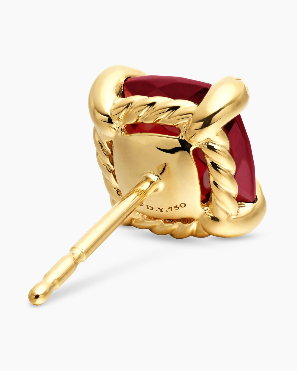 Womens Chatelaine® Stud Earrings in 18K Yellow Gold with Garnet and Diamonds, 8mm