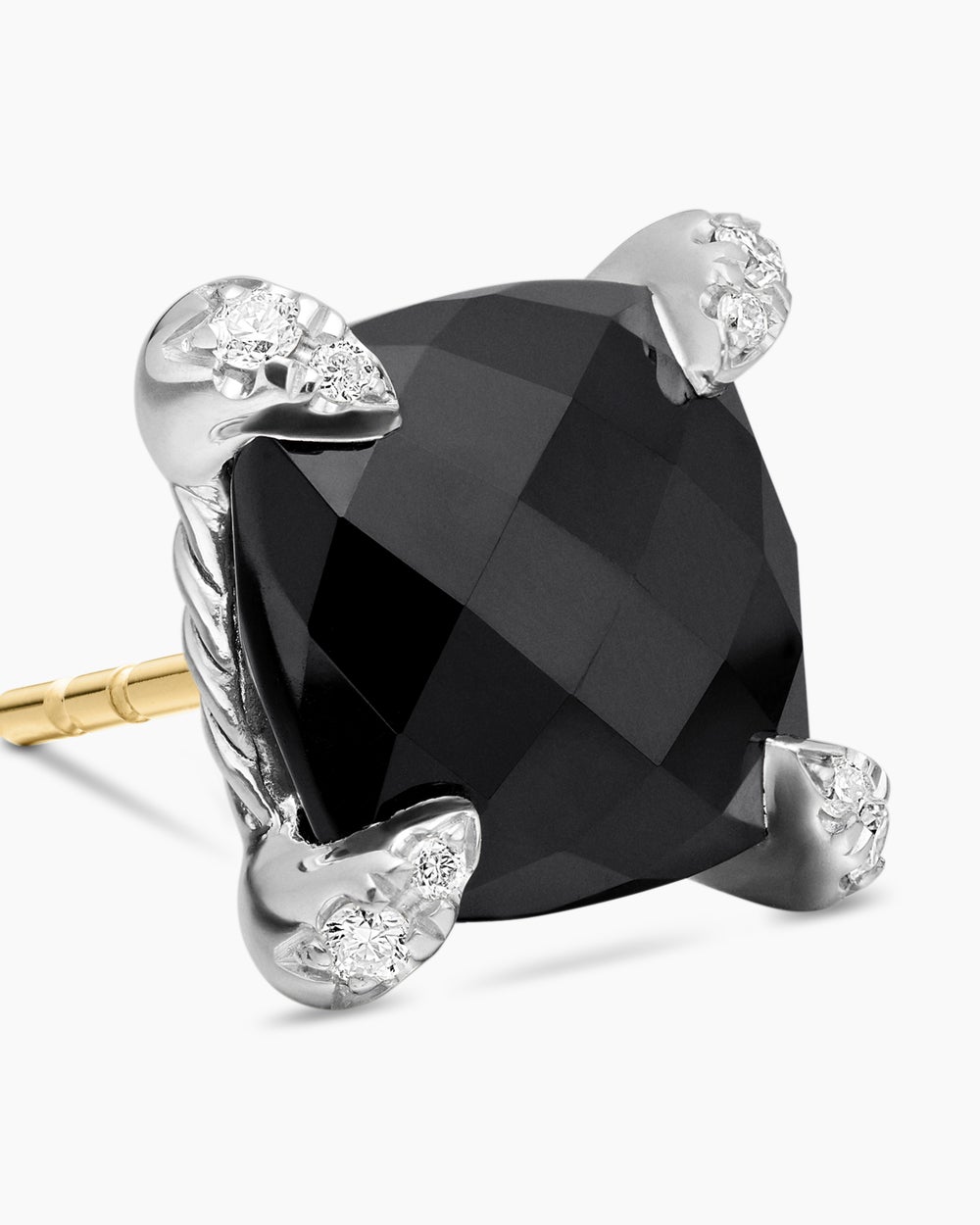 Womens Chatelaine® Stud Earrings in Sterling Silver with Black Onyx and Diamonds, 9mm