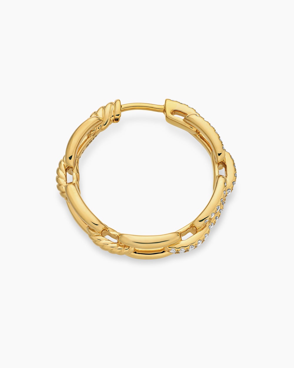 Womens Stax Chain Link Hoop Earrings in 18K Yellow Gold with Diamonds, 23.8mm