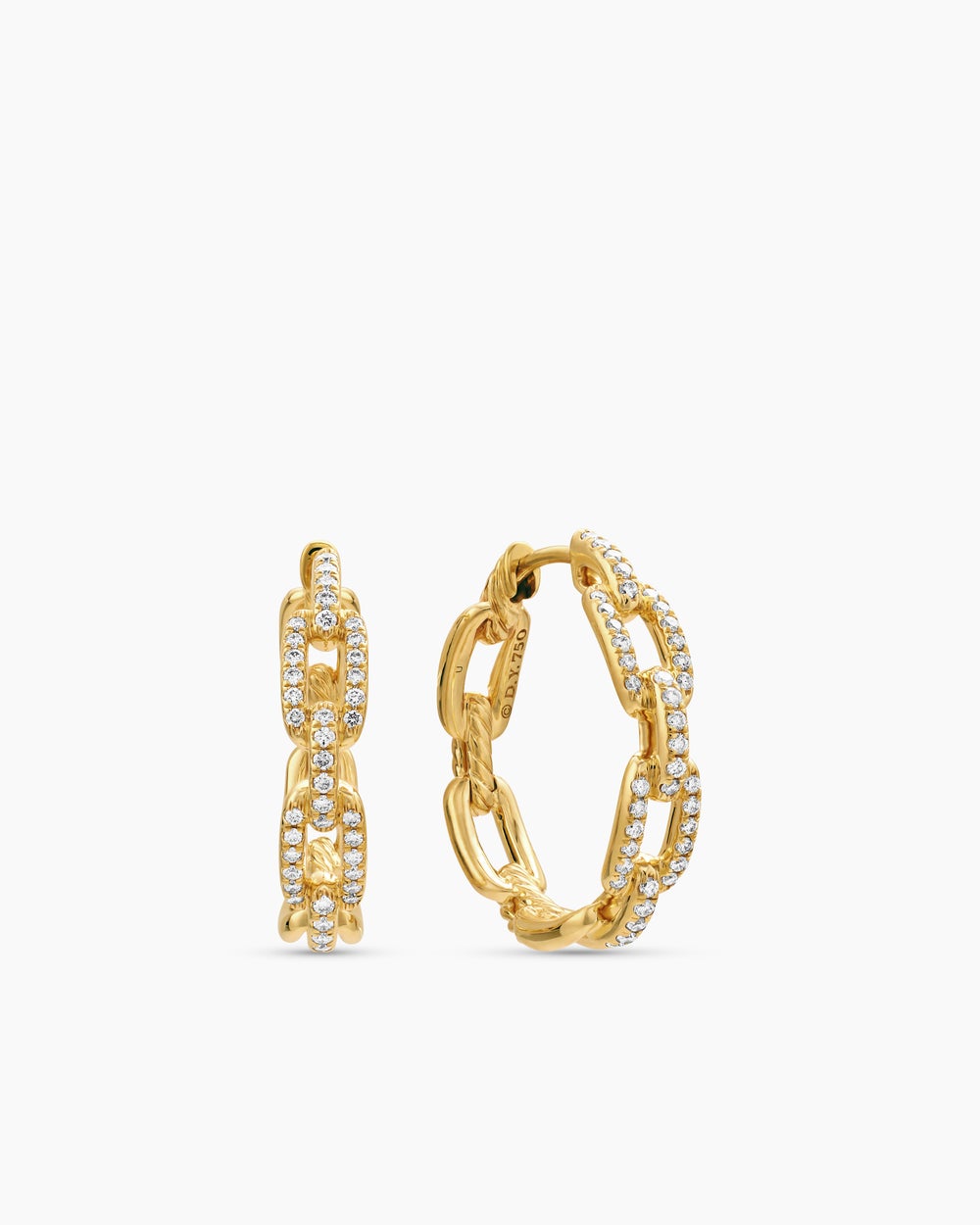 Womens Stax Chain Link Hoop Earrings in 18K Yellow Gold with Diamonds, 23.8mm