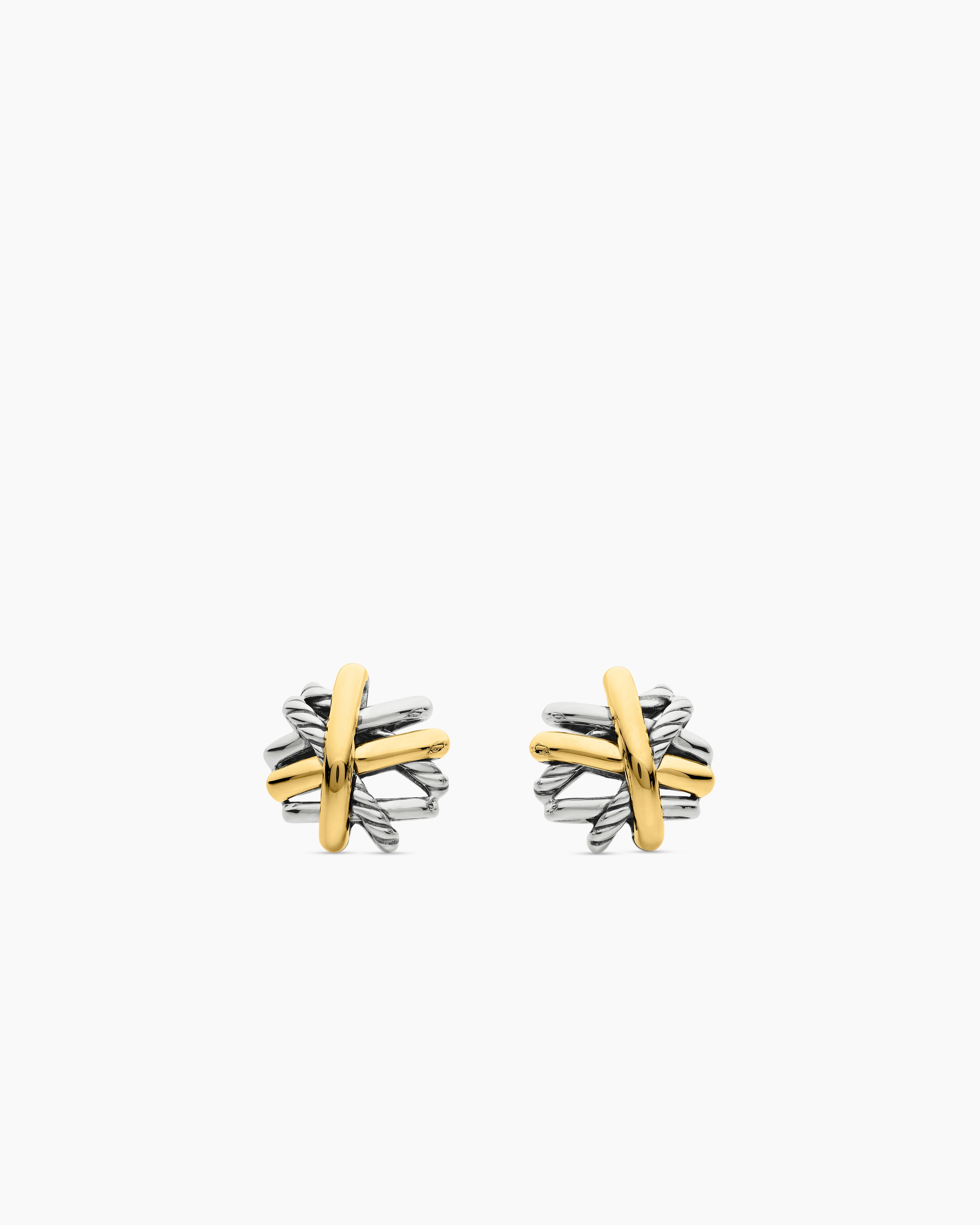 Clous d&rsquo;oreilles Crossover en argent sterling avec or jaune 18 carats, 11 mm femmes 