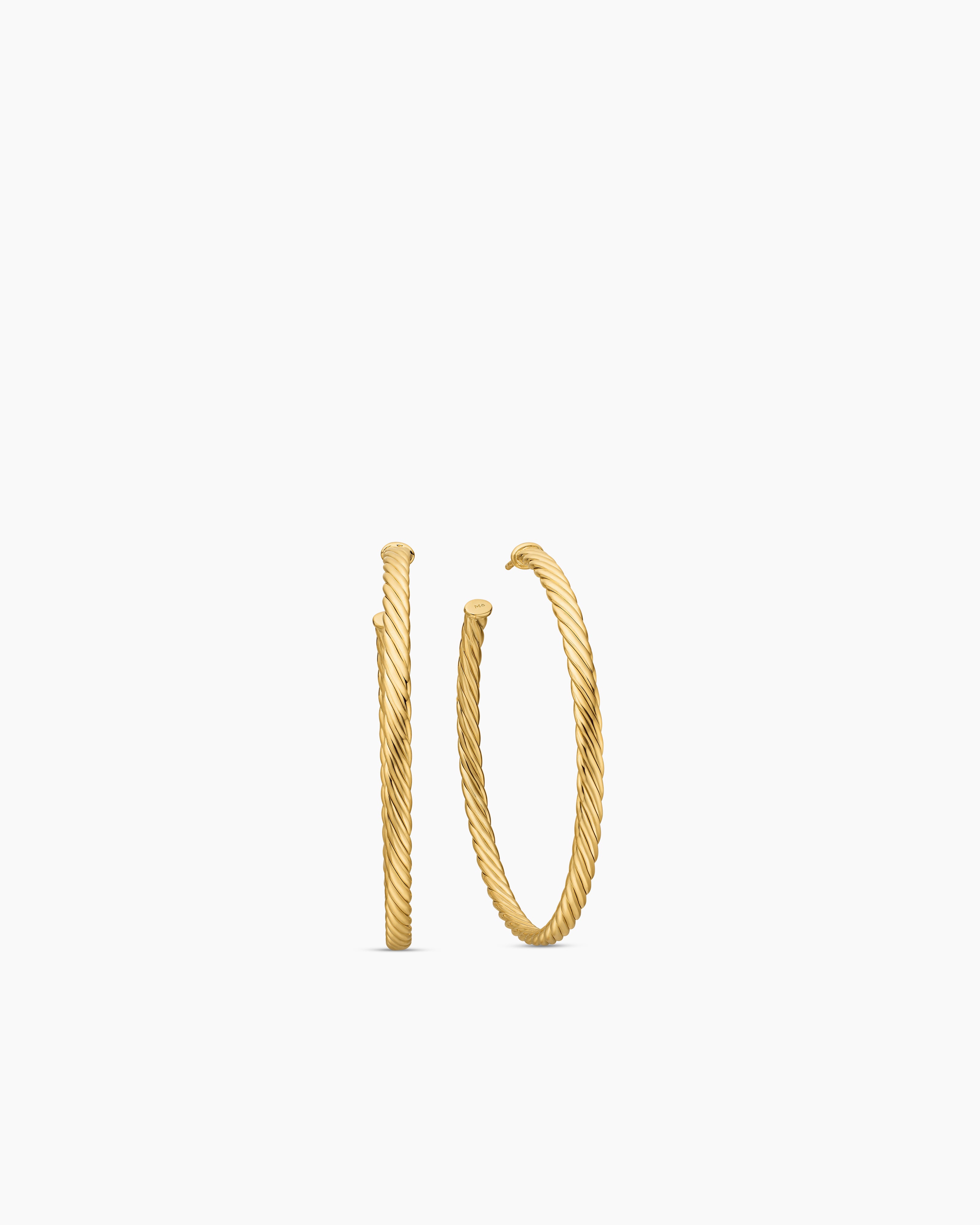 Womens Cablespira&reg; Hoop Earrings in 18K Yellow Gold, 2in